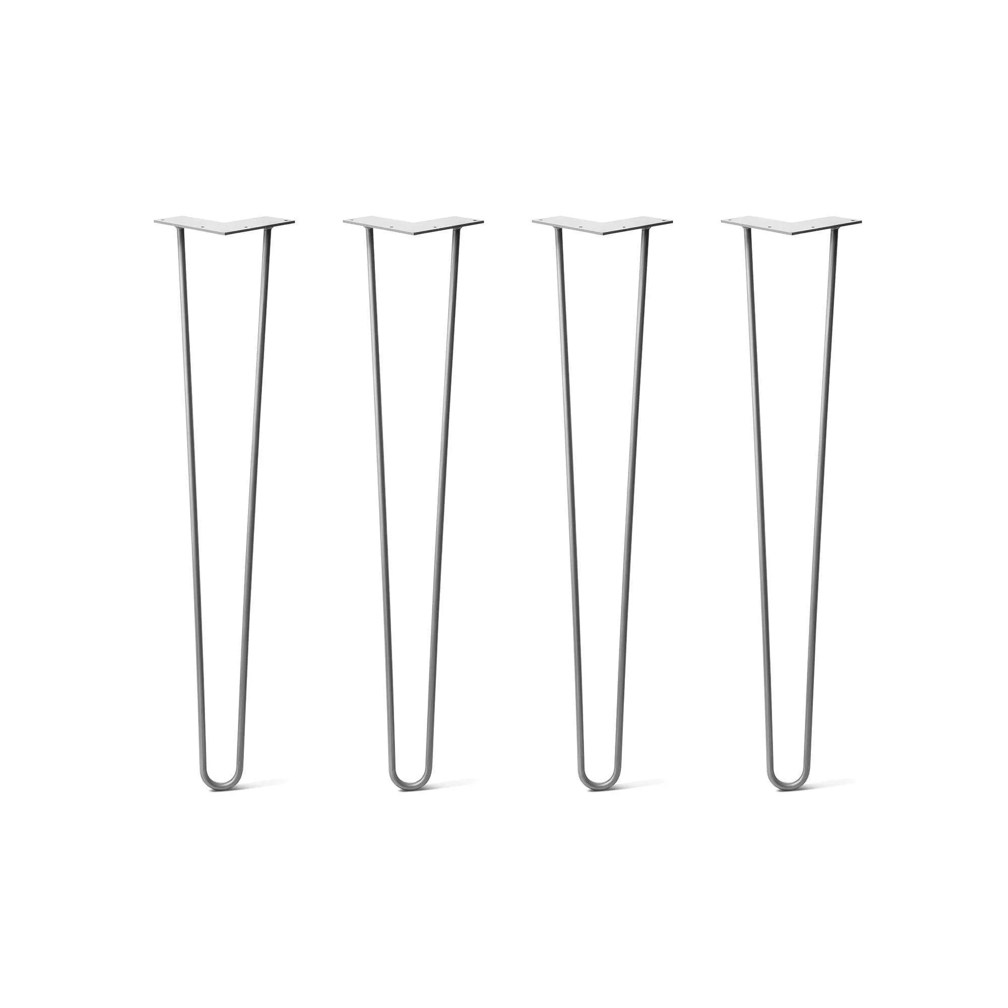 Hairpin Legs Set of 4, 2-Rod Design - Raw Steel