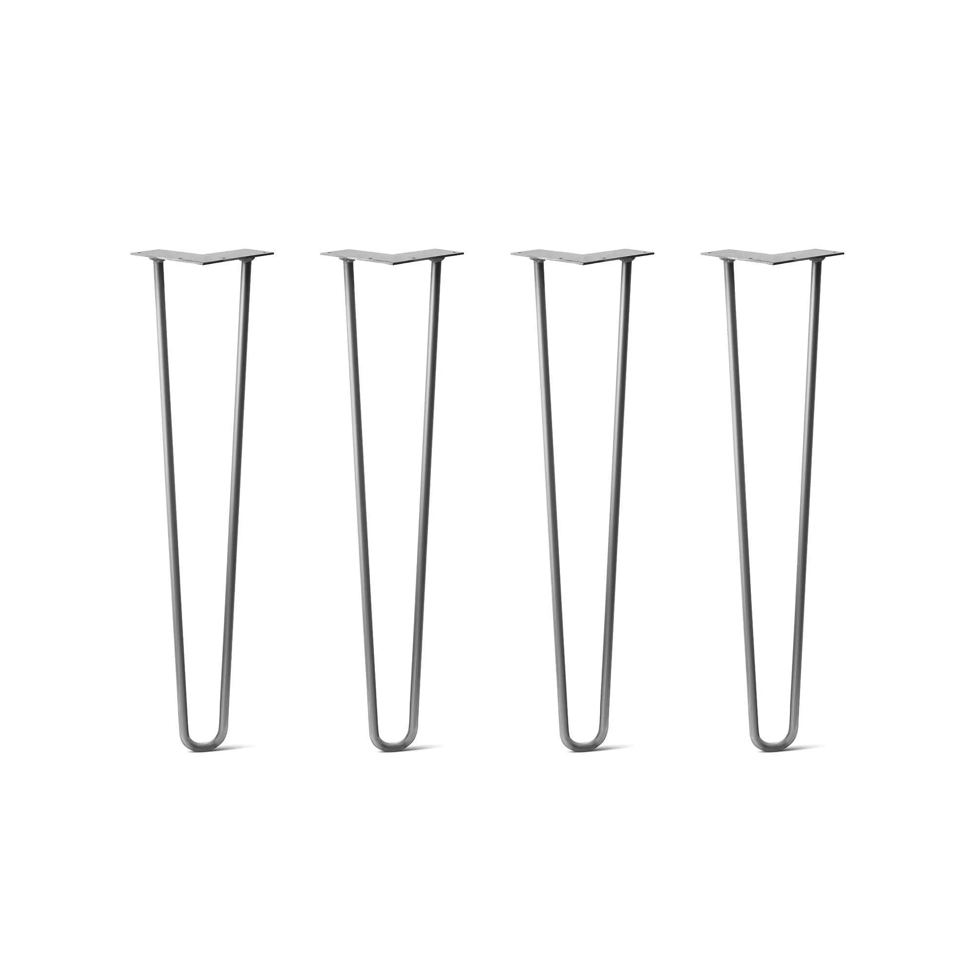 Hairpin Legs Set of 4, 2-Rod Design - Raw Steel