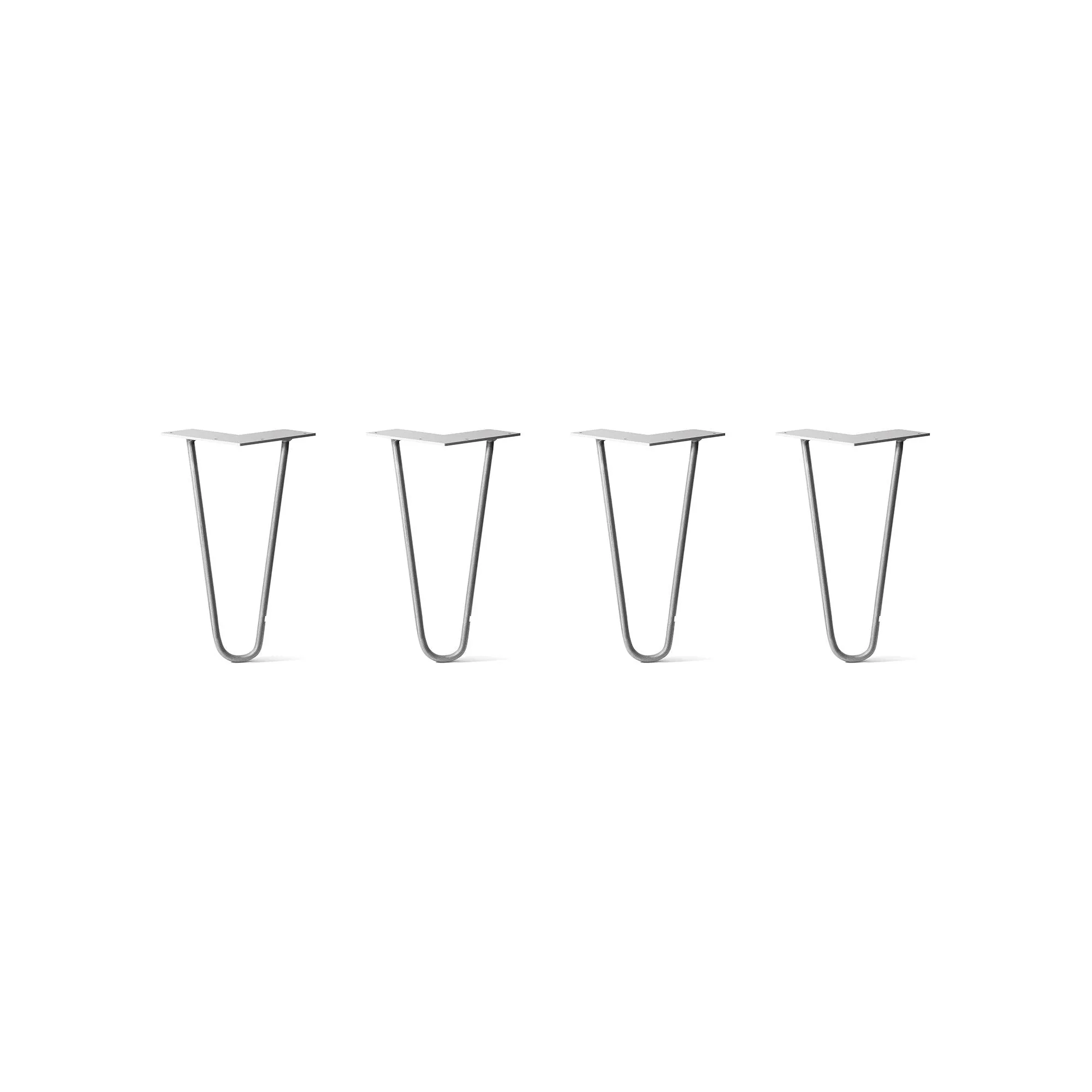 Hairpin Legs Set of 4, 2-Rod Design - Raw Steel