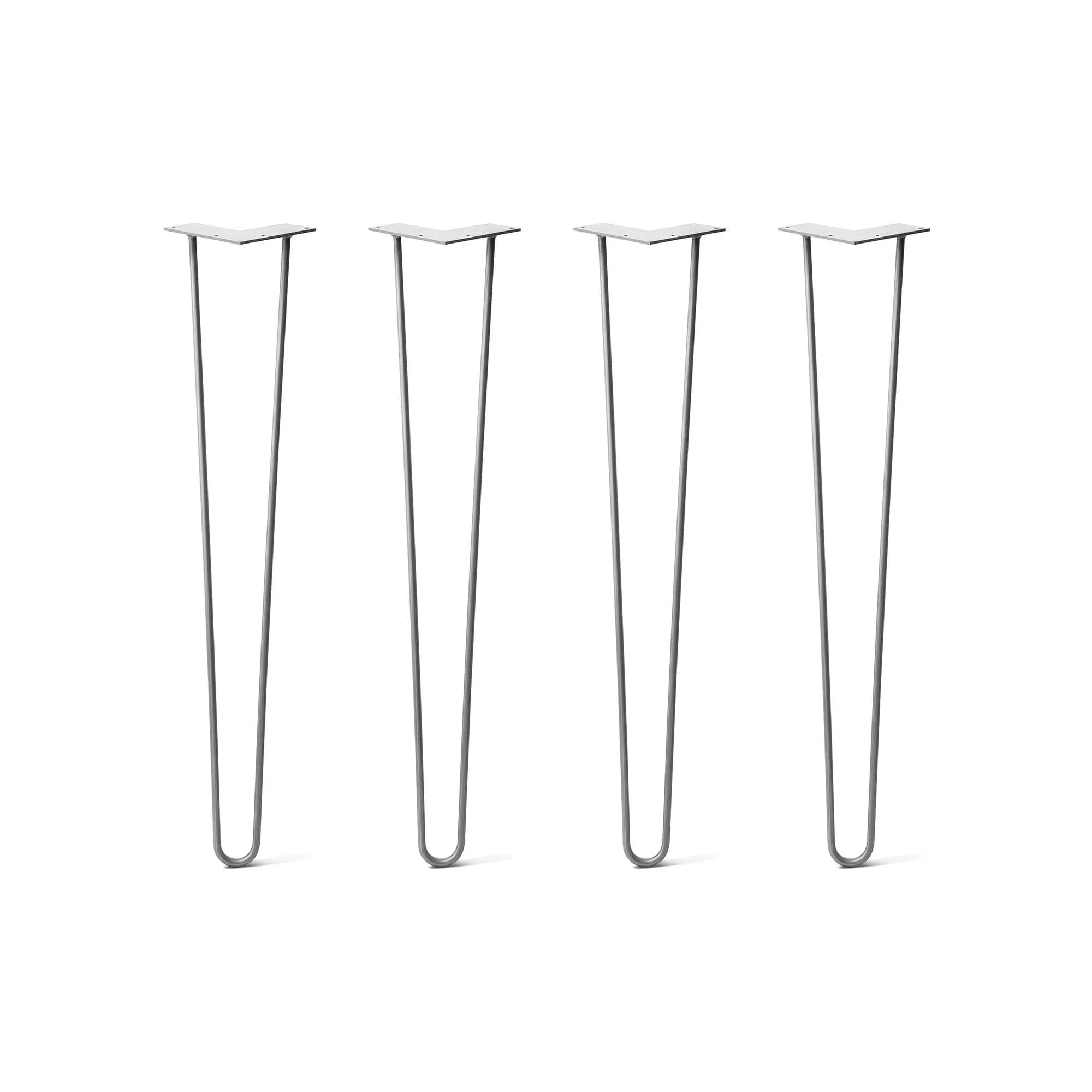 Hairpin Legs Set of 4, 2-Rod Design - Raw Steel