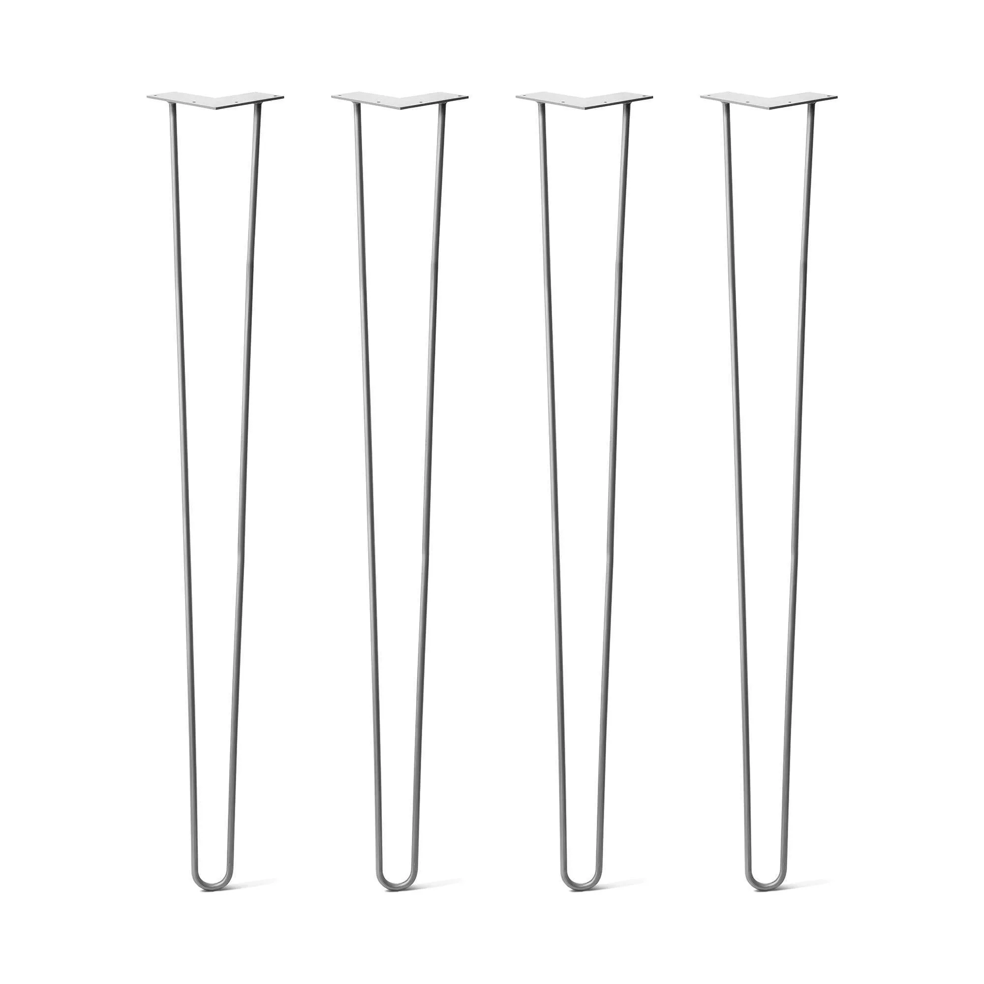 Hairpin Legs Set of 4, 2-Rod Design - Raw Steel