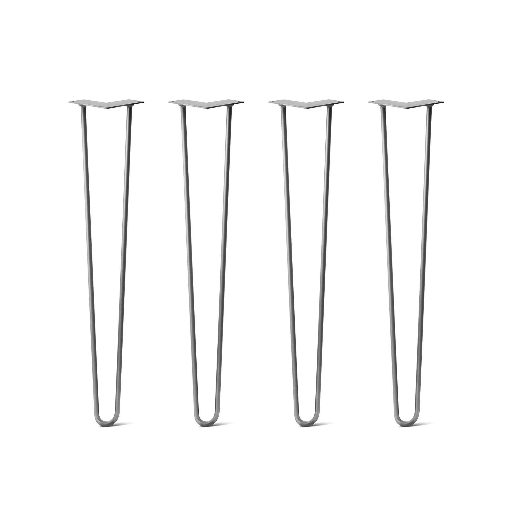 Hairpin Legs Set of 4, 2-Rod Design - Raw Steel