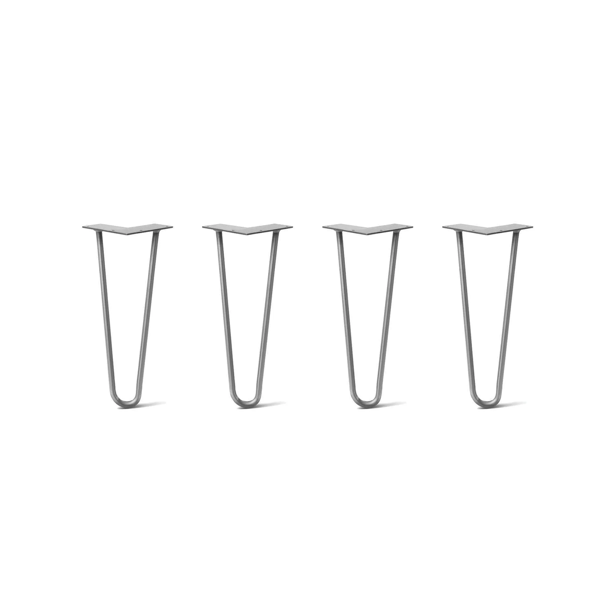 Hairpin Legs Set of 4, 2-Rod Design - Raw Steel
