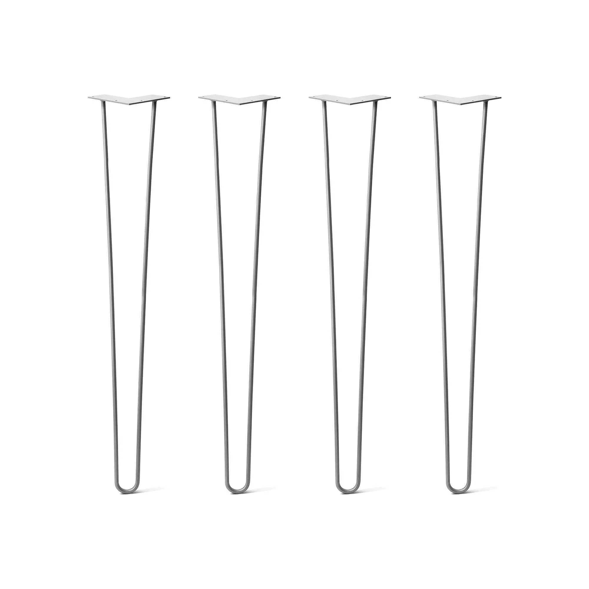Hairpin Legs Set of 4, 2-Rod Design - Raw Steel