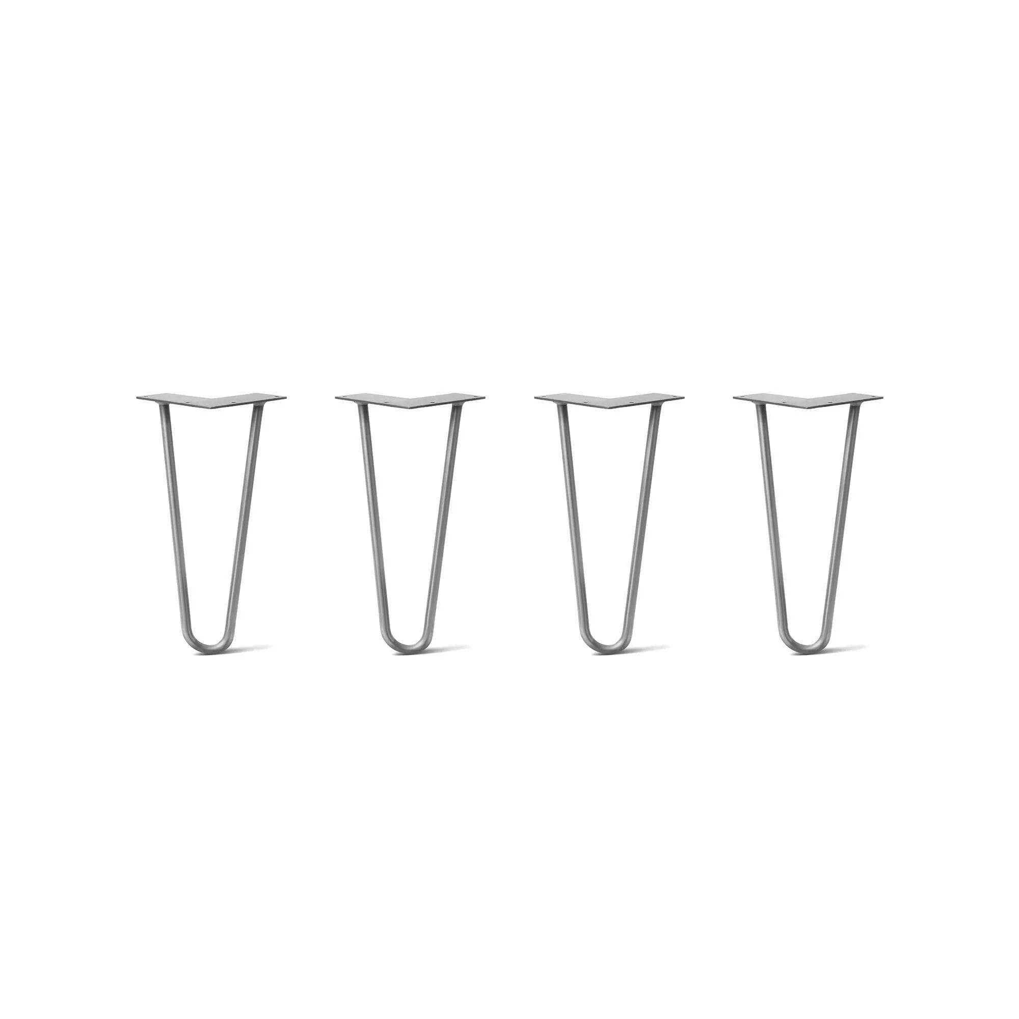 Hairpin Legs Set of 4, 2-Rod Design - Raw Steel