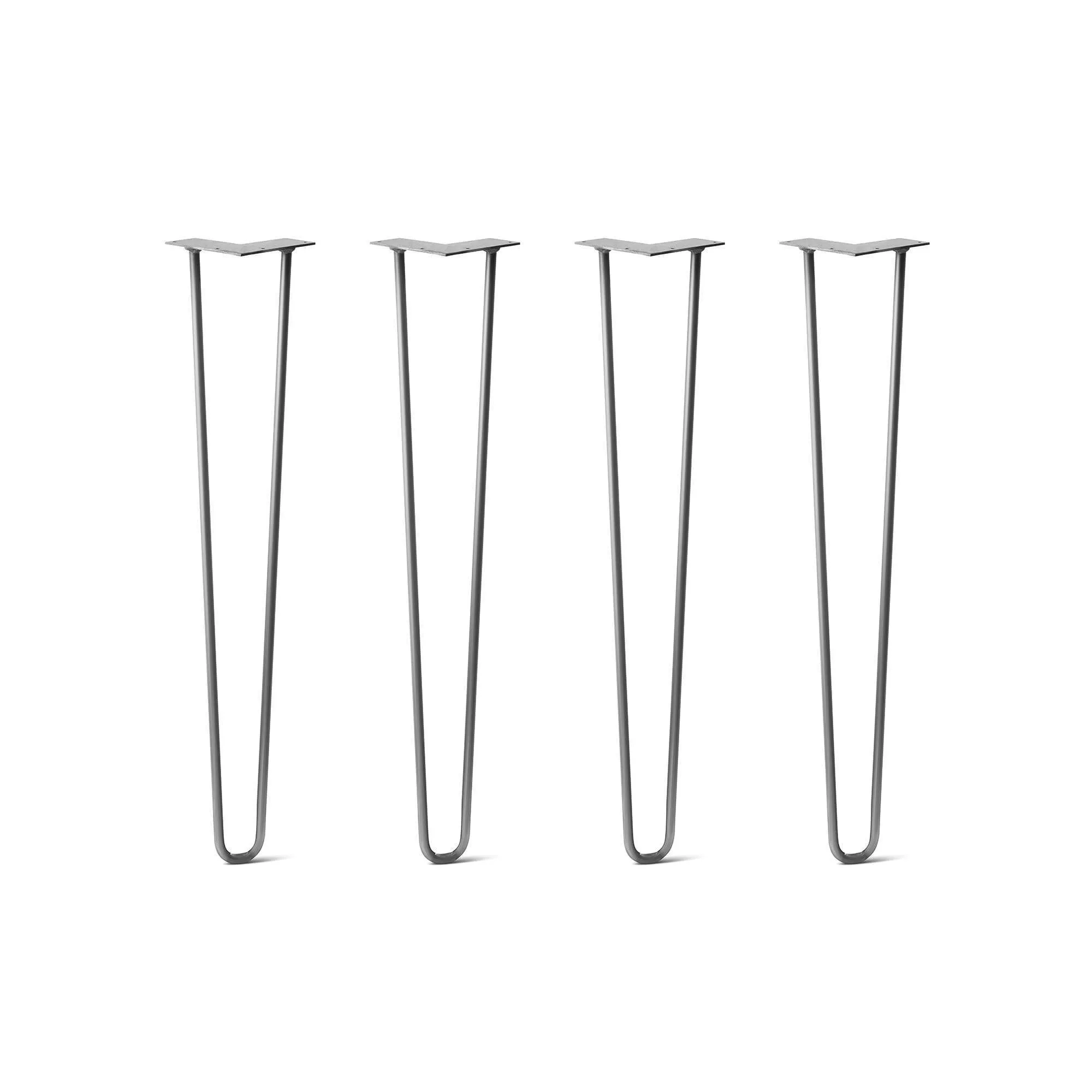 Hairpin Legs Set of 4, 2-Rod Design - Raw Steel