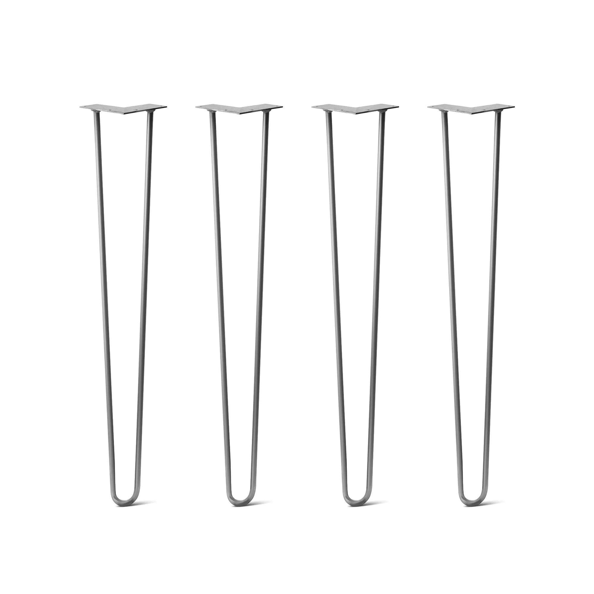 Hairpin Legs Set of 4, 2-Rod Design - Raw Steel