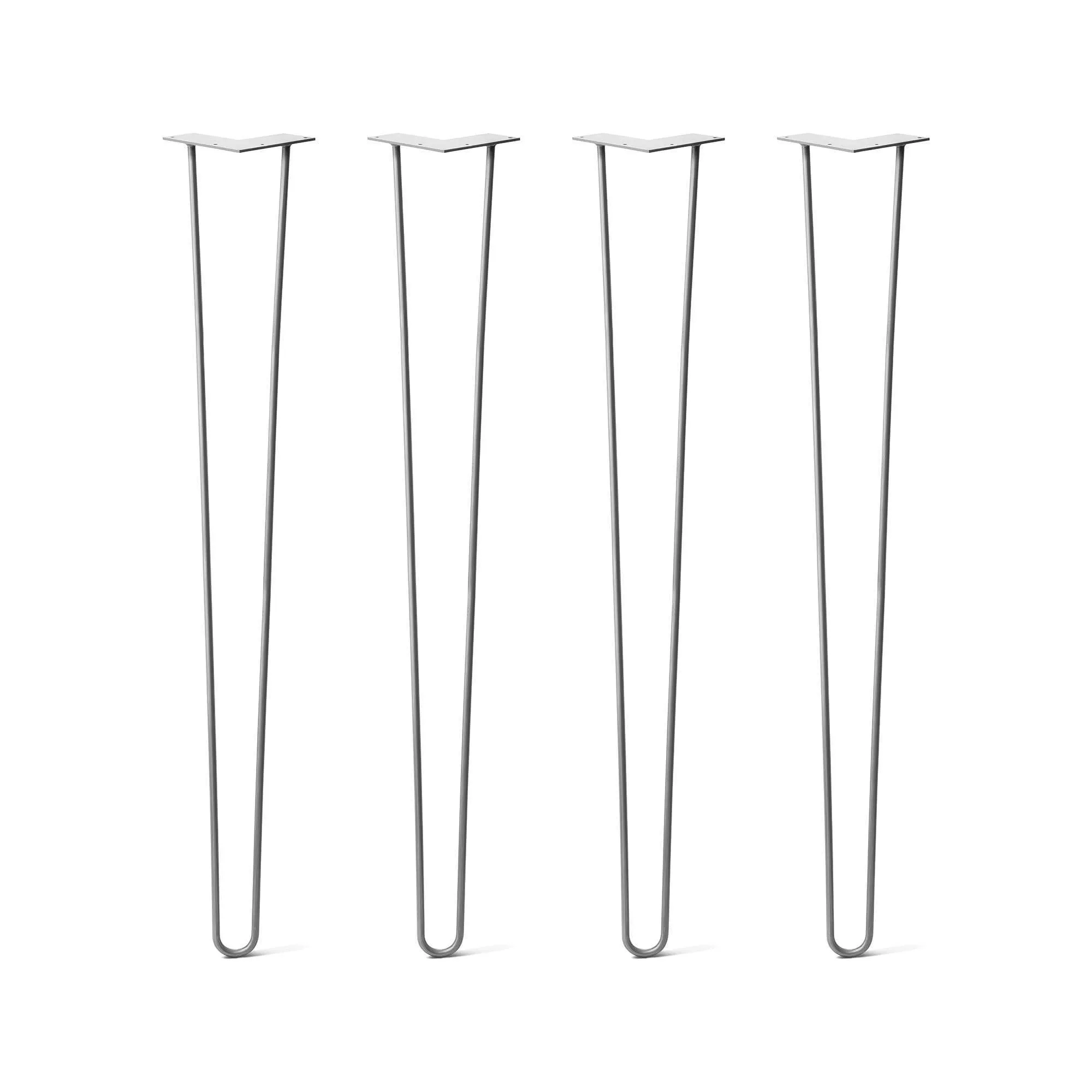 Hairpin Legs Set of 4, 2-Rod Design - Raw Steel