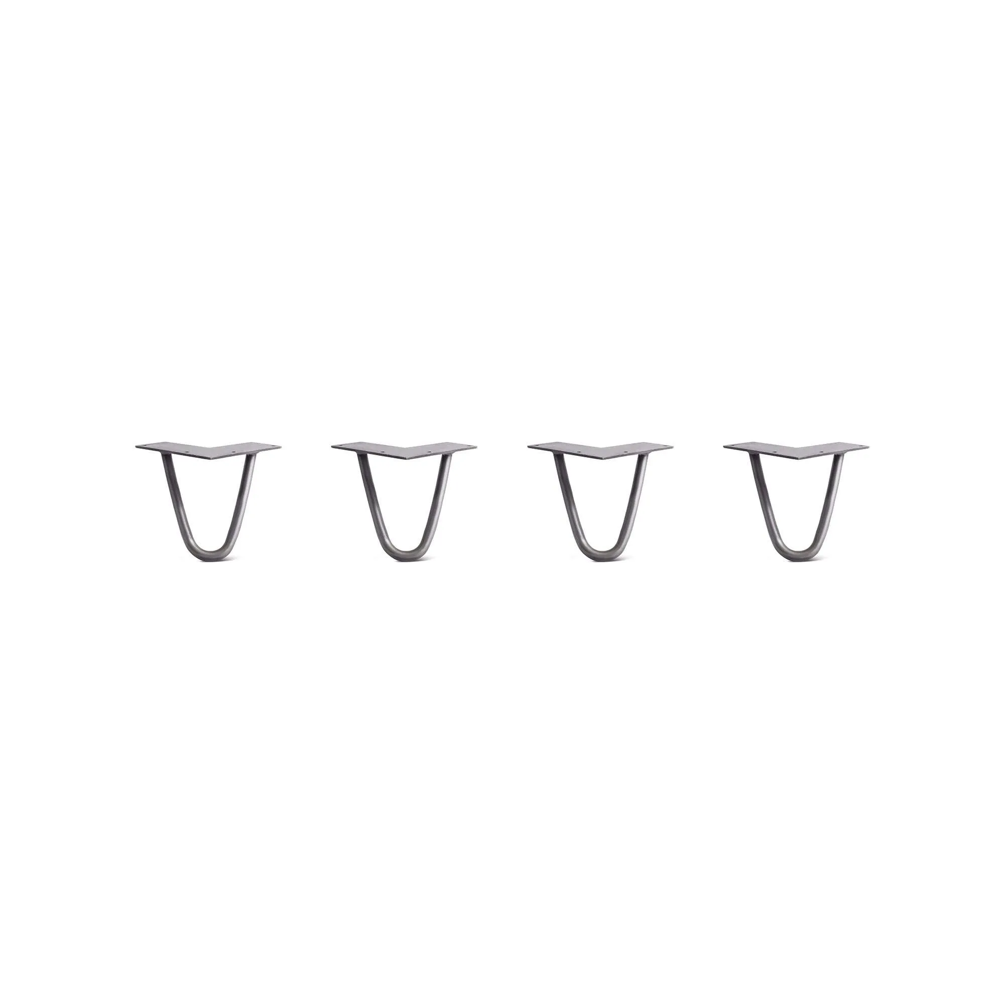 Hairpin Legs Set of 4, 2-Rod Design - Raw Steel