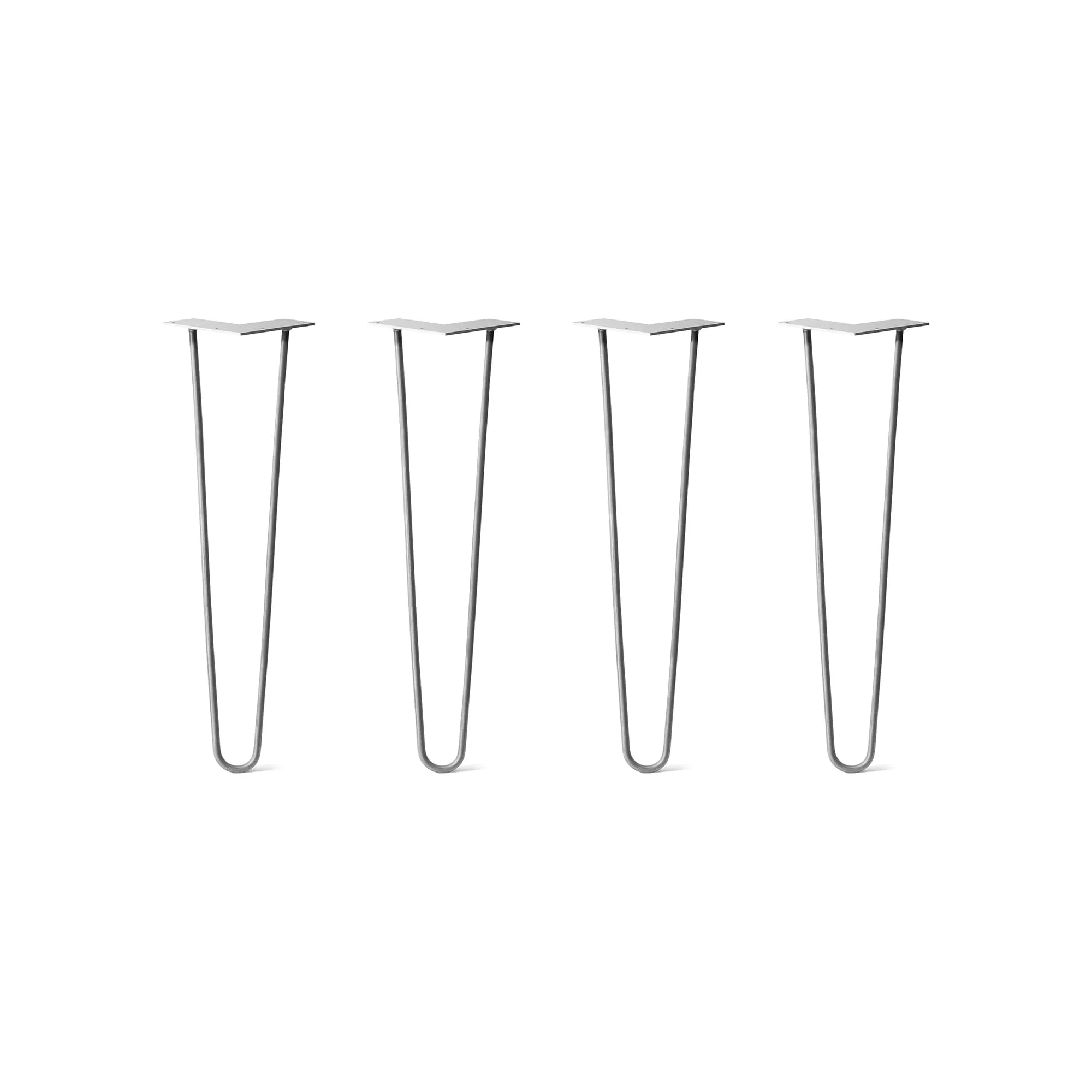 Hairpin Legs Set of 4, 2-Rod Design - Raw Steel