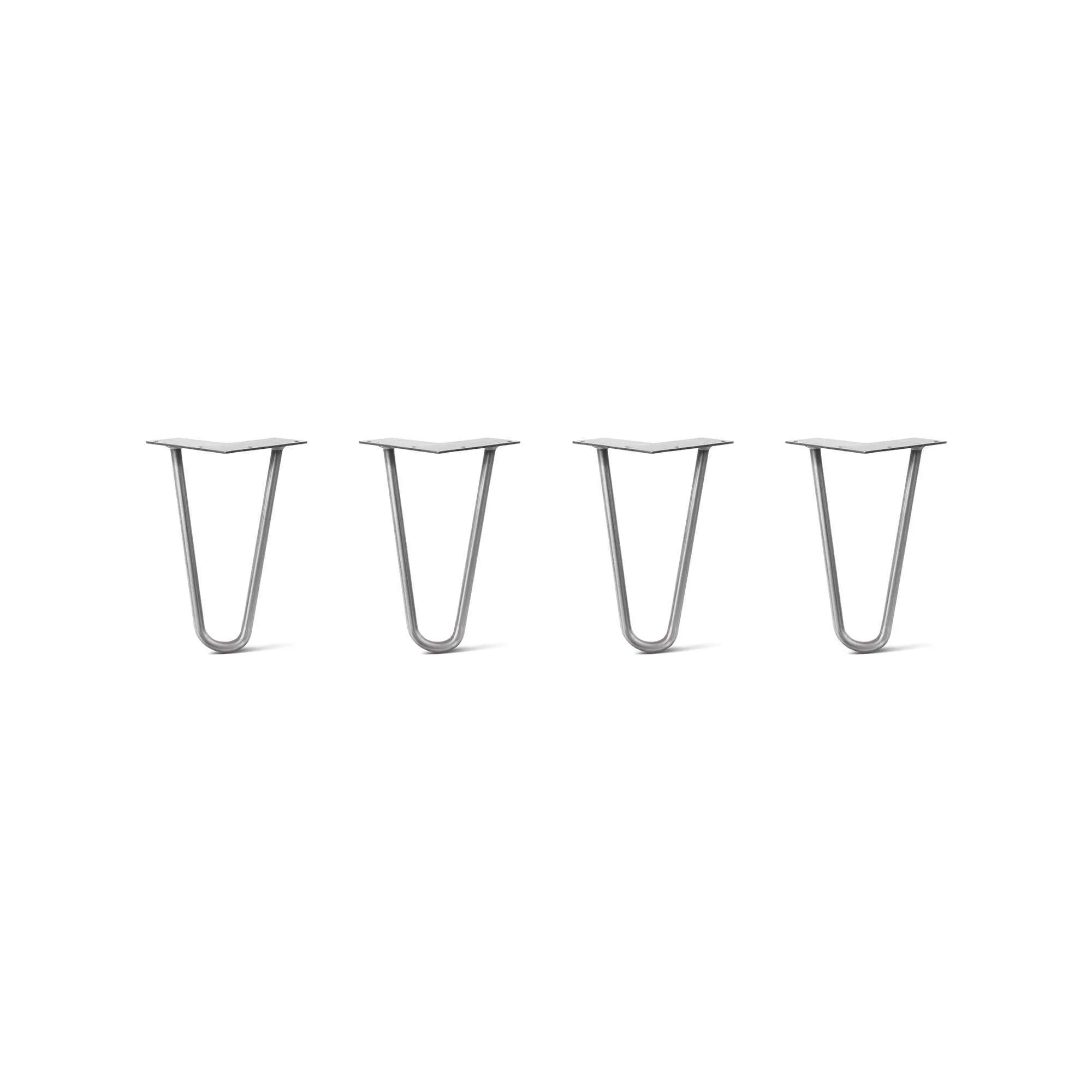 Hairpin Legs Set of 4, 2-Rod Design - Raw Steel