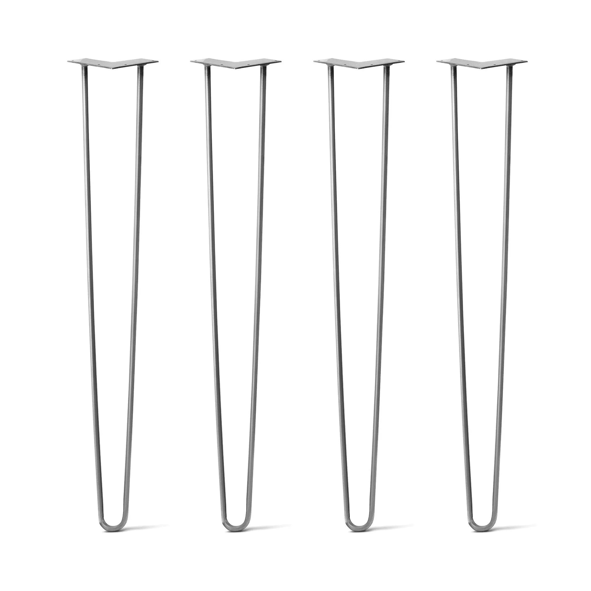 Hairpin Legs Set of 4, 2-Rod Design - Raw Steel