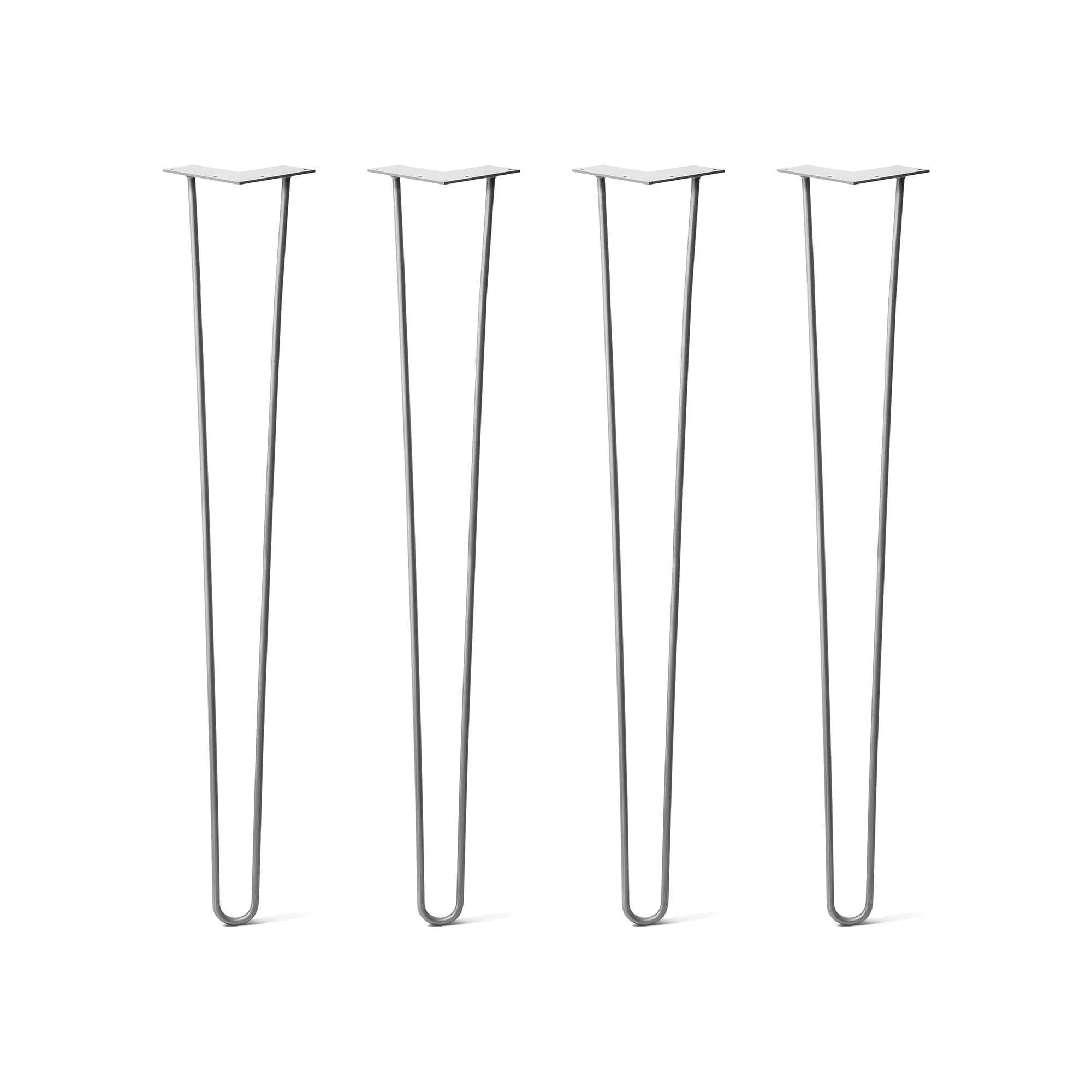 Hairpin Legs Set of 4, 2-Rod Design - Raw Steel