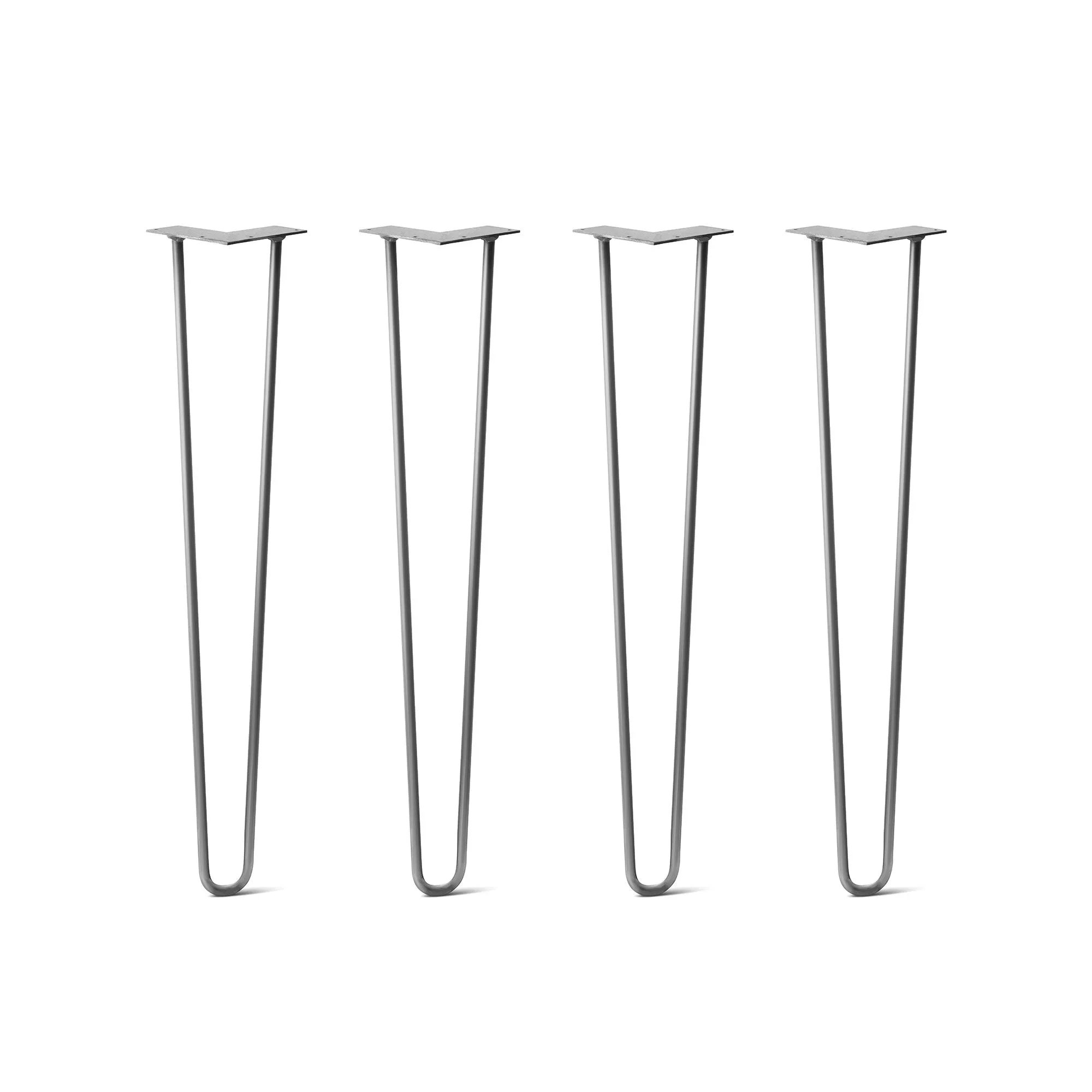 Hairpin Legs Set of 4, 2-Rod Design - Raw Steel