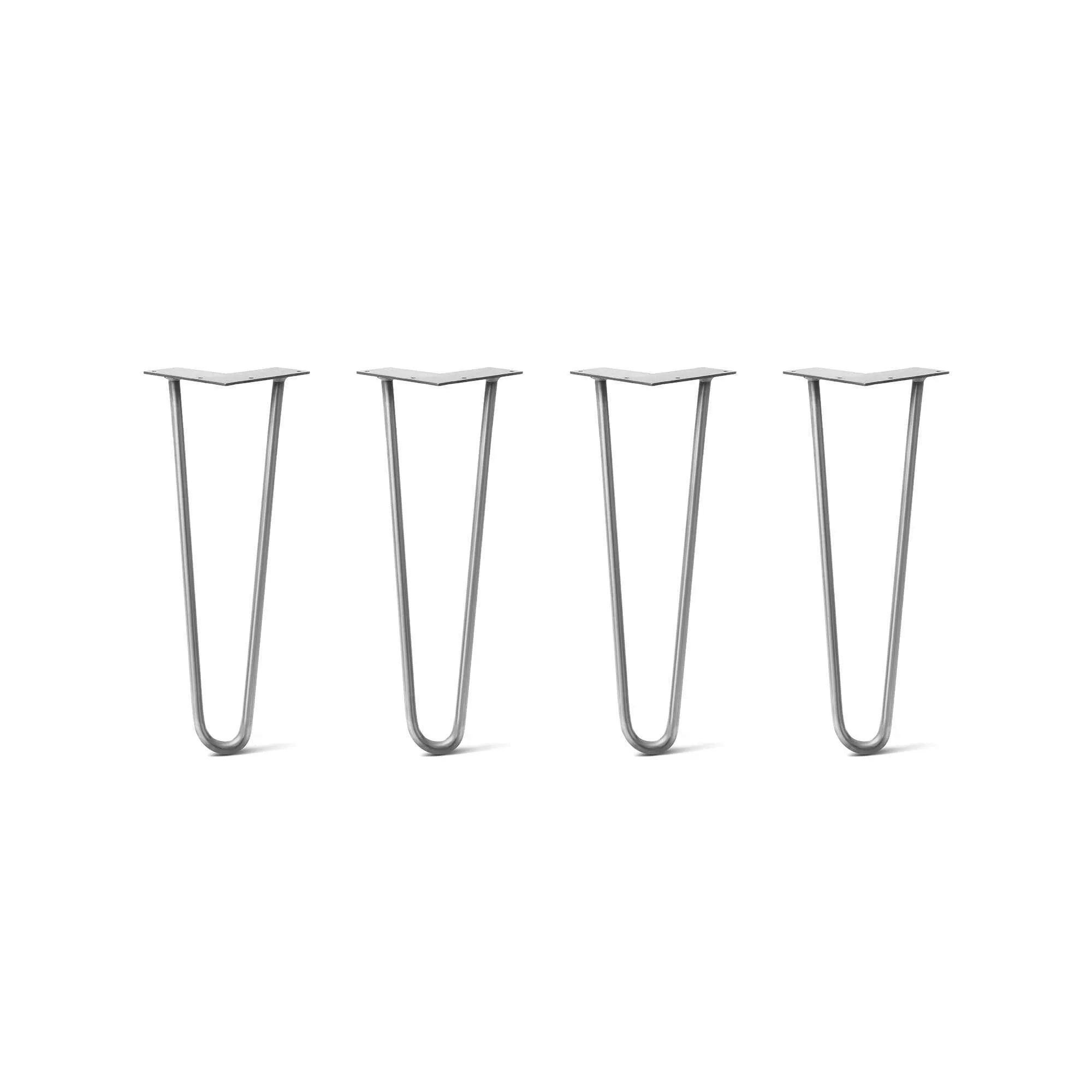 Hairpin Legs Set of 4, 2-Rod Design - Raw Steel