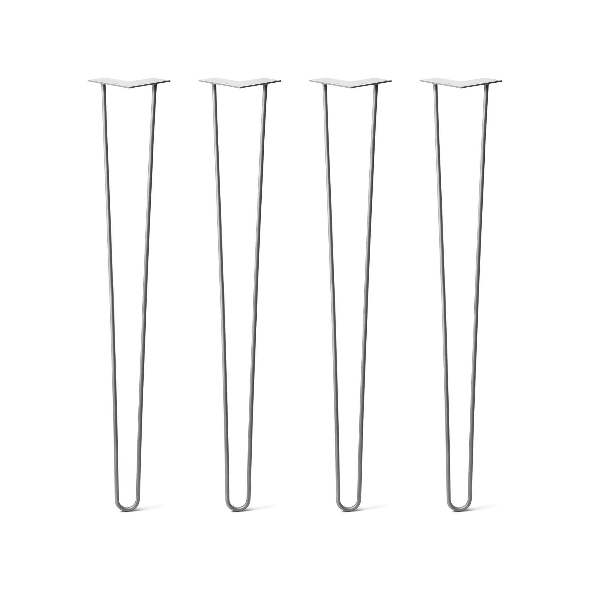 Hairpin Legs Set of 4, 2-Rod Design - Raw Steel