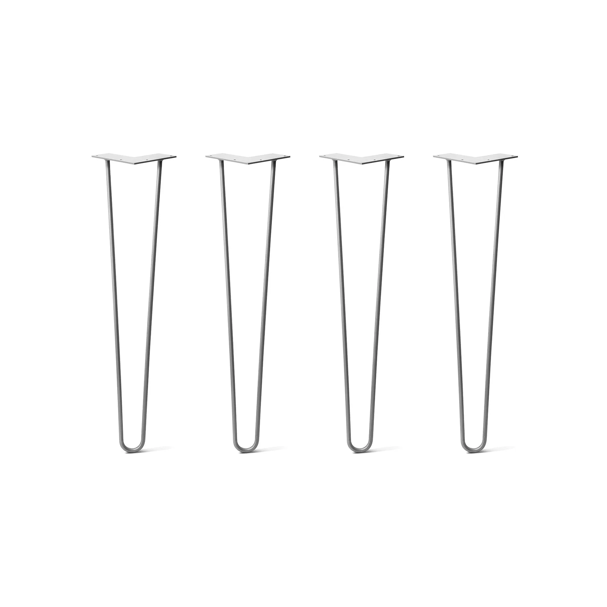 Hairpin Legs Set of 4, 2-Rod Design - Raw Steel