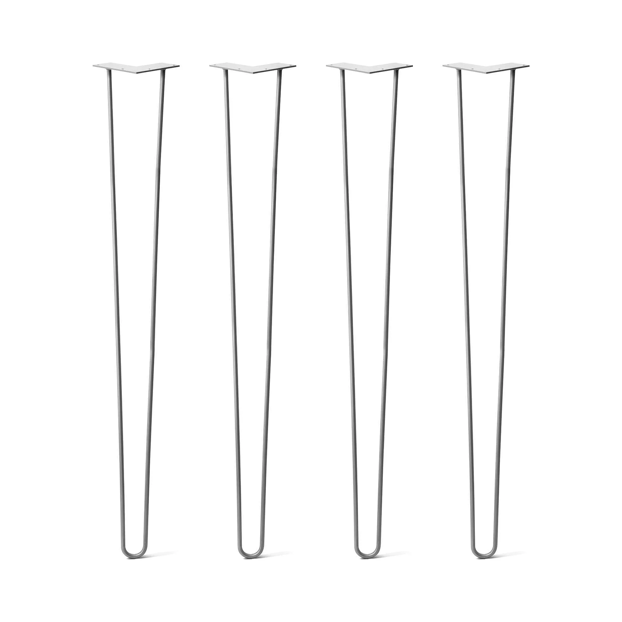 Hairpin Legs Set of 4, 2-Rod Design - Raw Steel