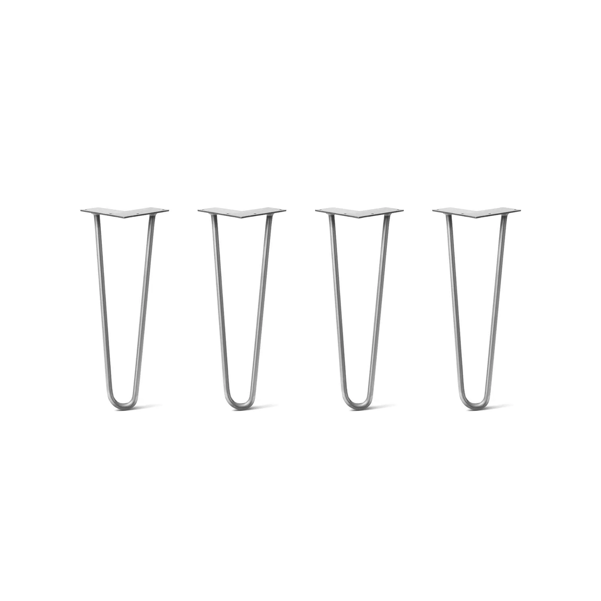 Hairpin Legs Set of 4, 2-Rod Design - Raw Steel