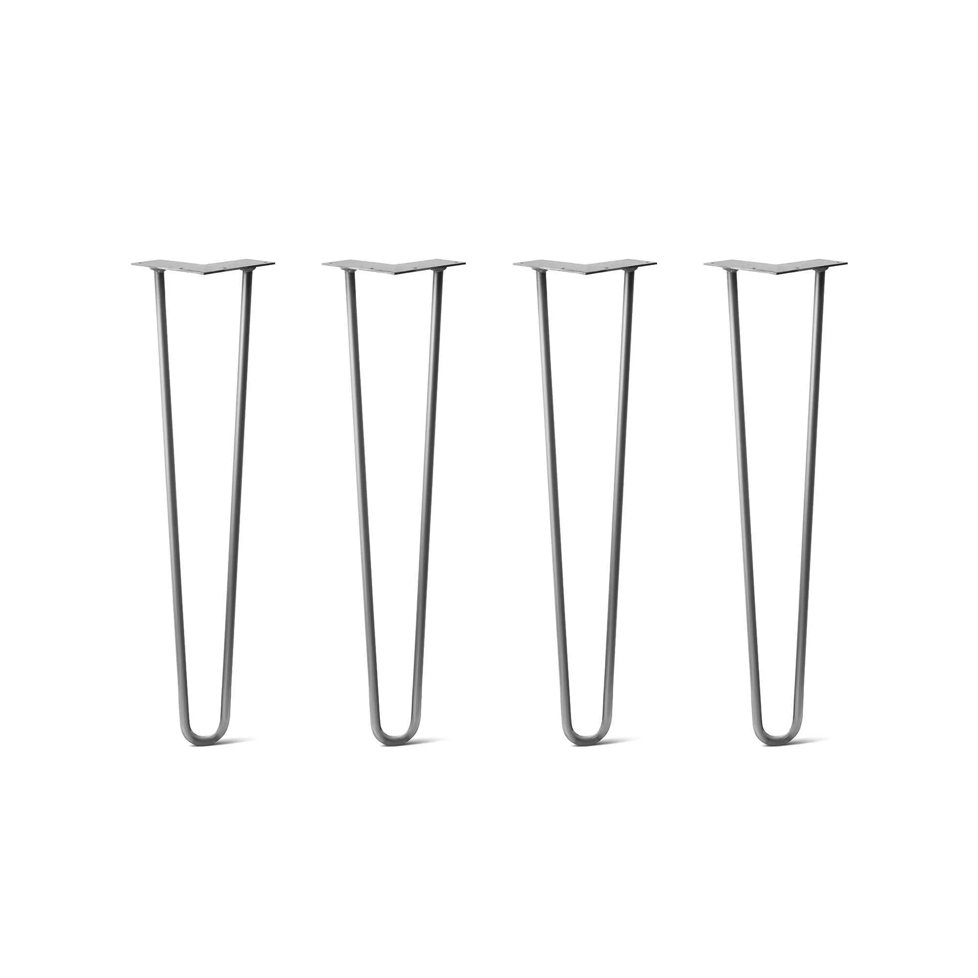 Hairpin Legs Set of 4, 2-Rod Design - Raw Steel