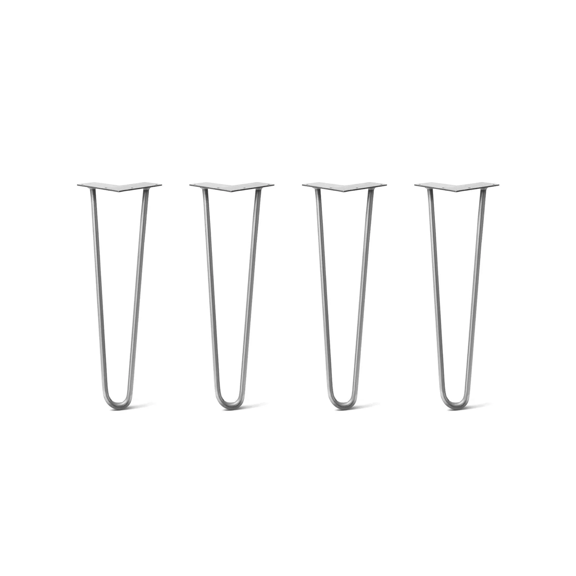 Hairpin Legs Set of 4, 2-Rod Design - Raw Steel