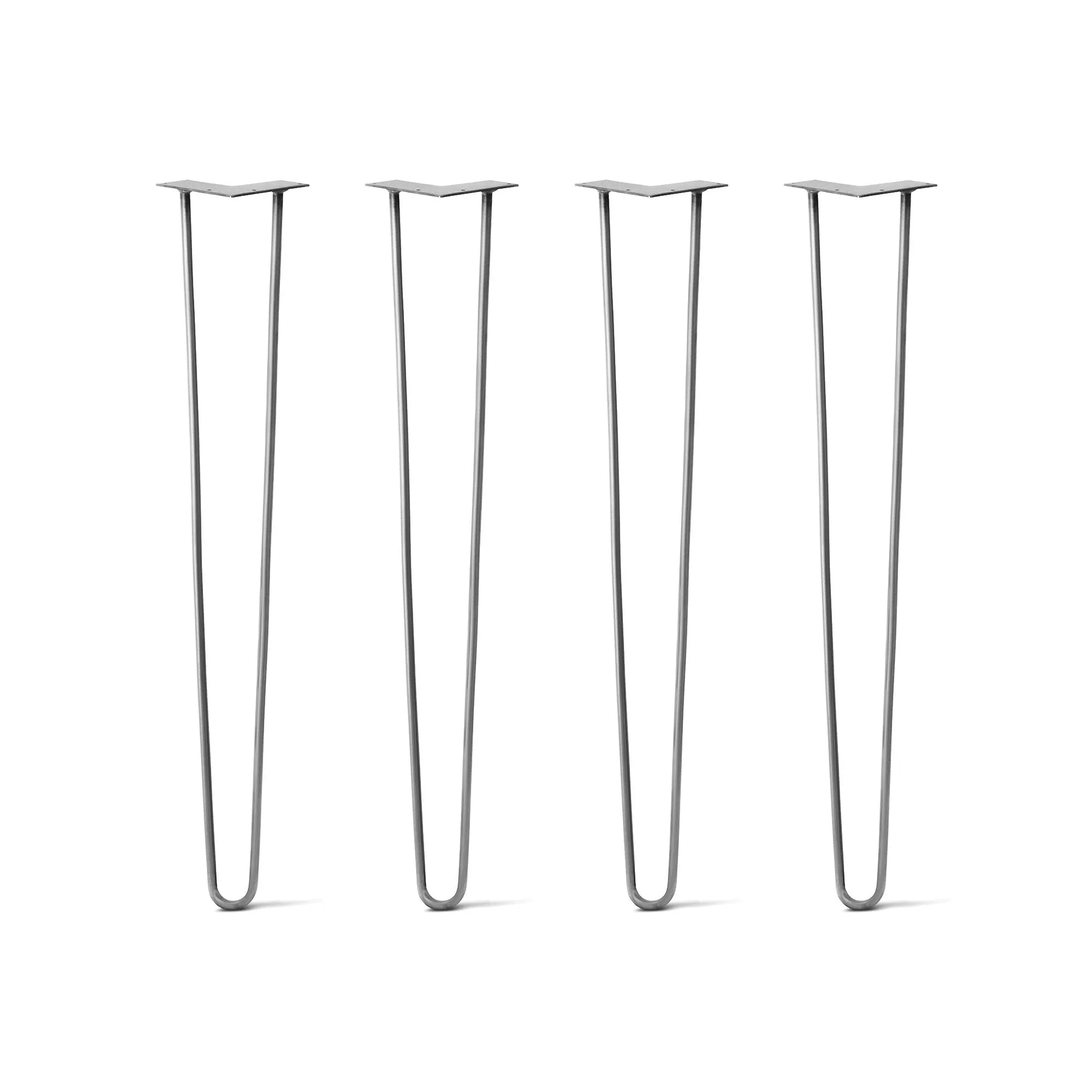 Hairpin Legs Set of 4, 2-Rod Design - Raw Steel
