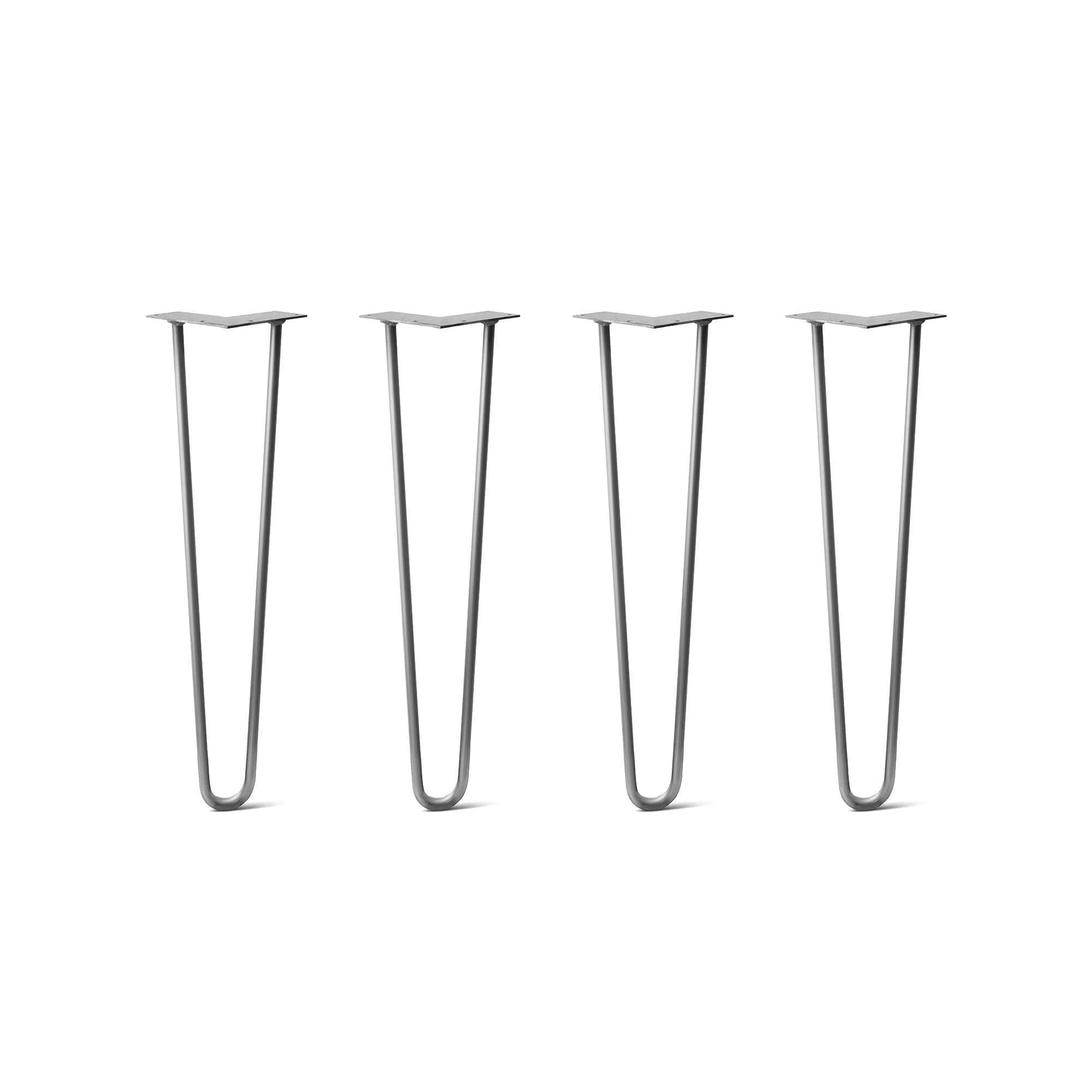 Hairpin Legs Set of 4, 2-Rod Design - Raw Steel