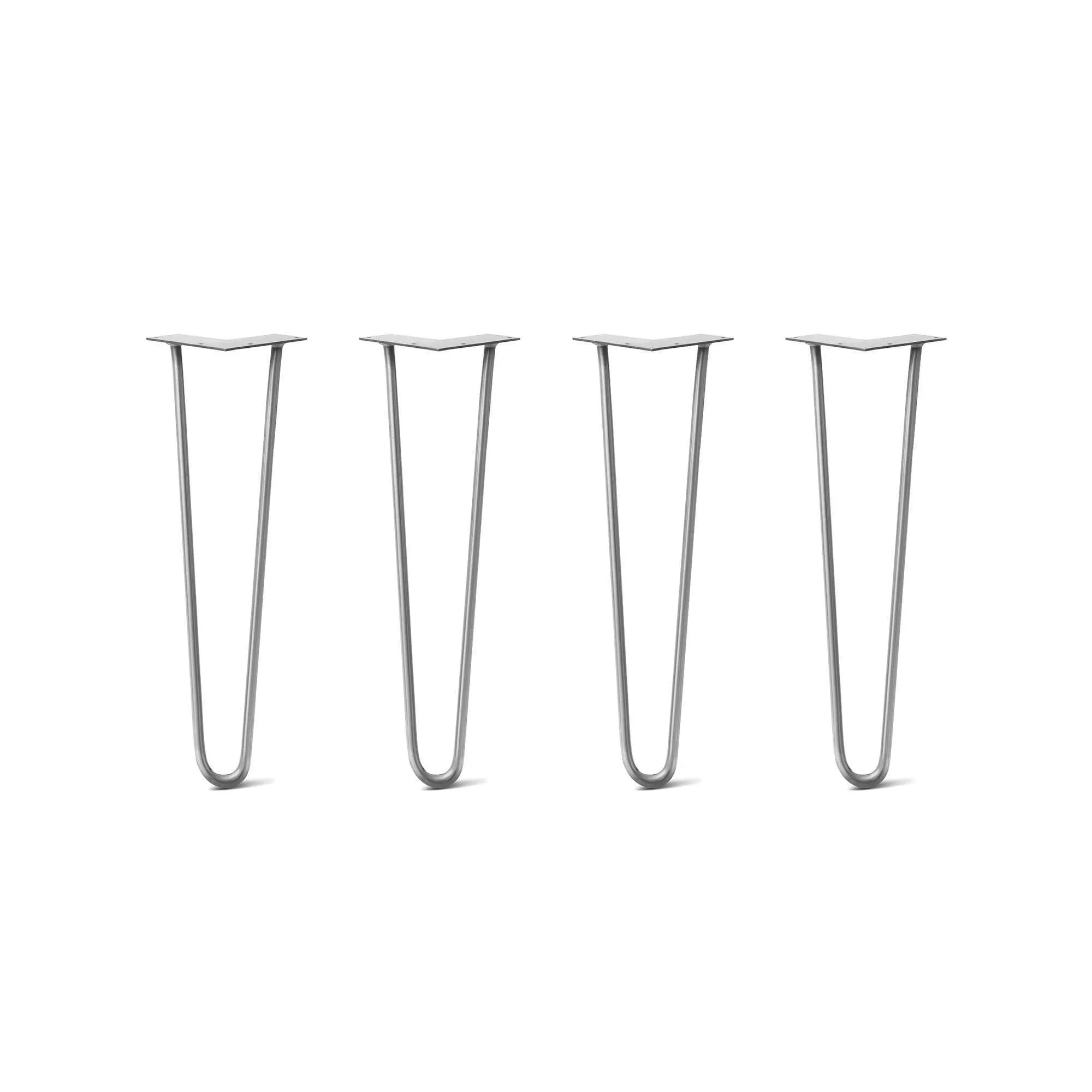 Hairpin Legs Set of 4, 2-Rod Design - Raw Steel