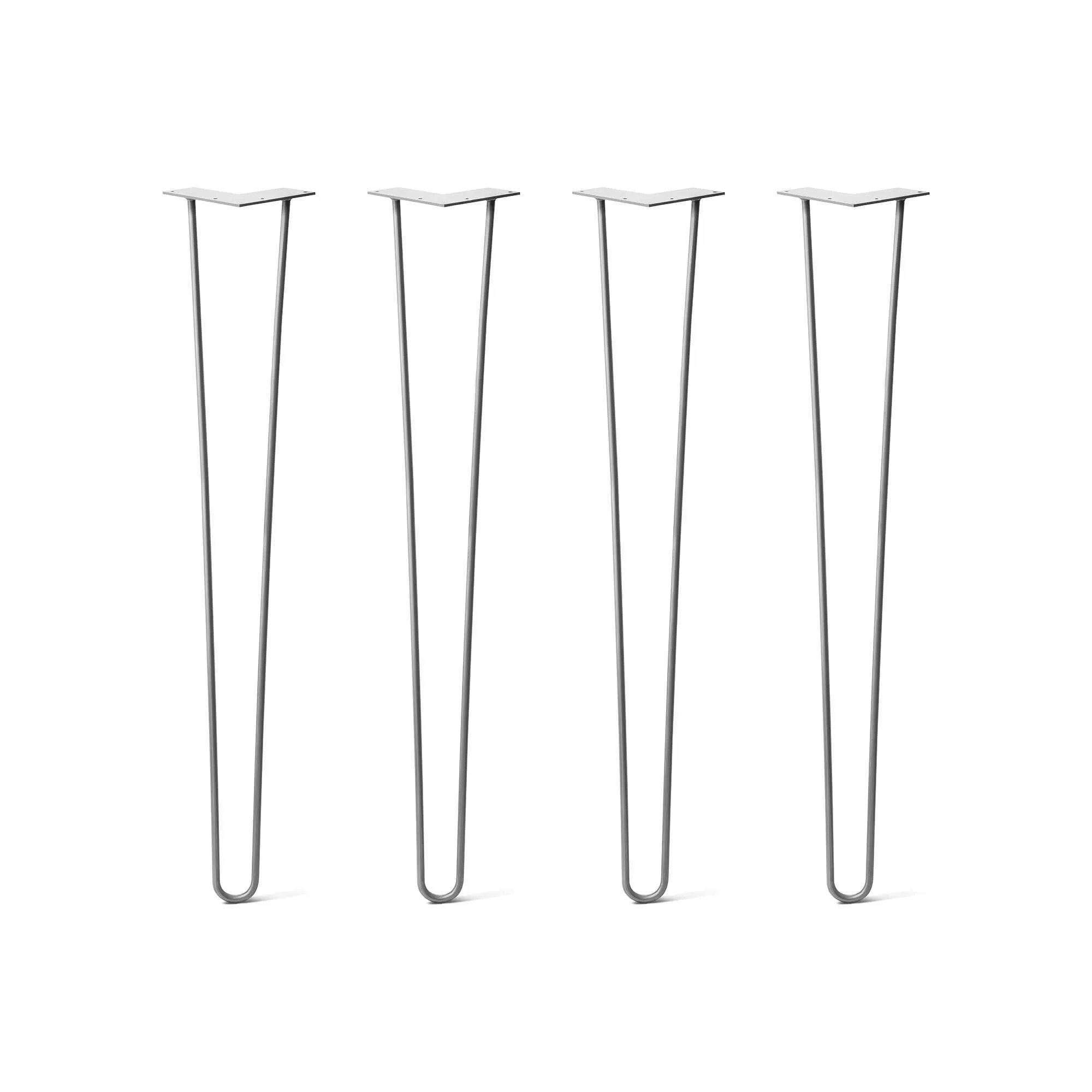 Hairpin Legs Set of 4, 2-Rod Design - Raw Steel