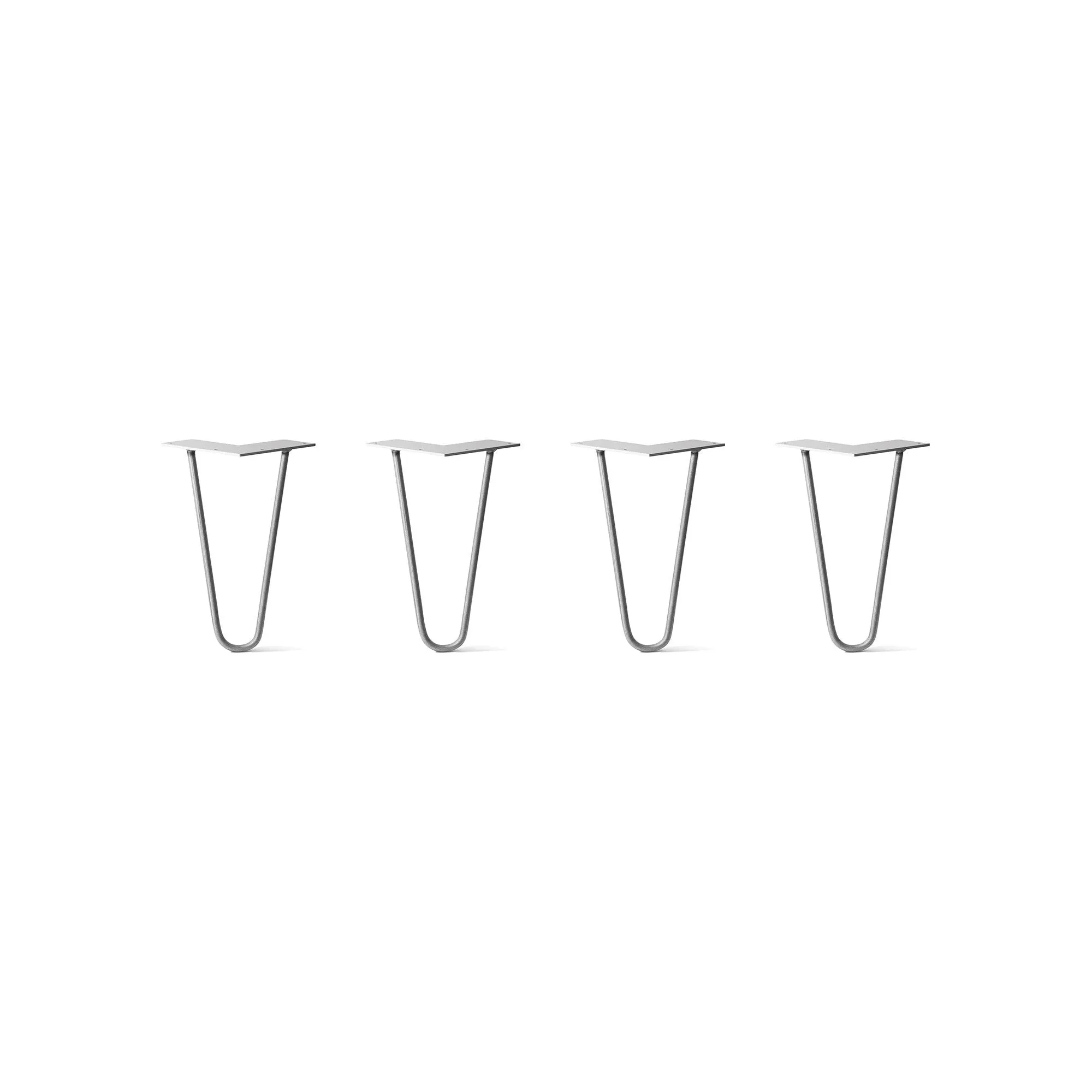 Hairpin Legs Set of 4, 2-Rod Design - Raw Steel