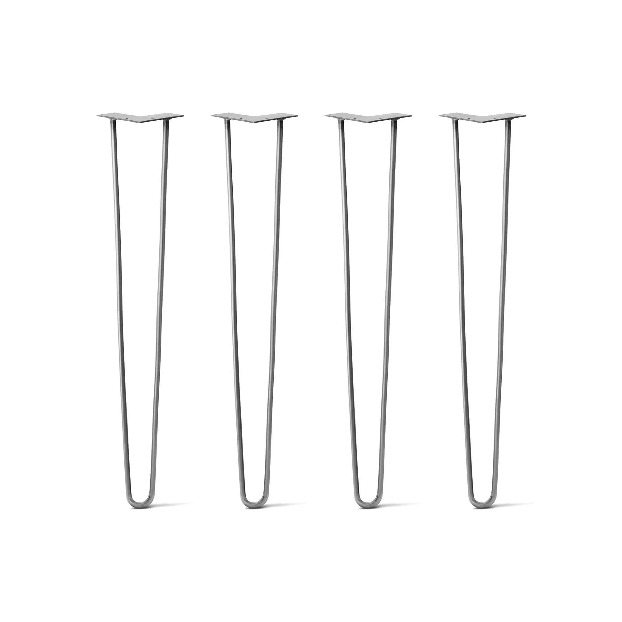 Hairpin Legs Set of 4, 2-Rod Design - Raw Steel