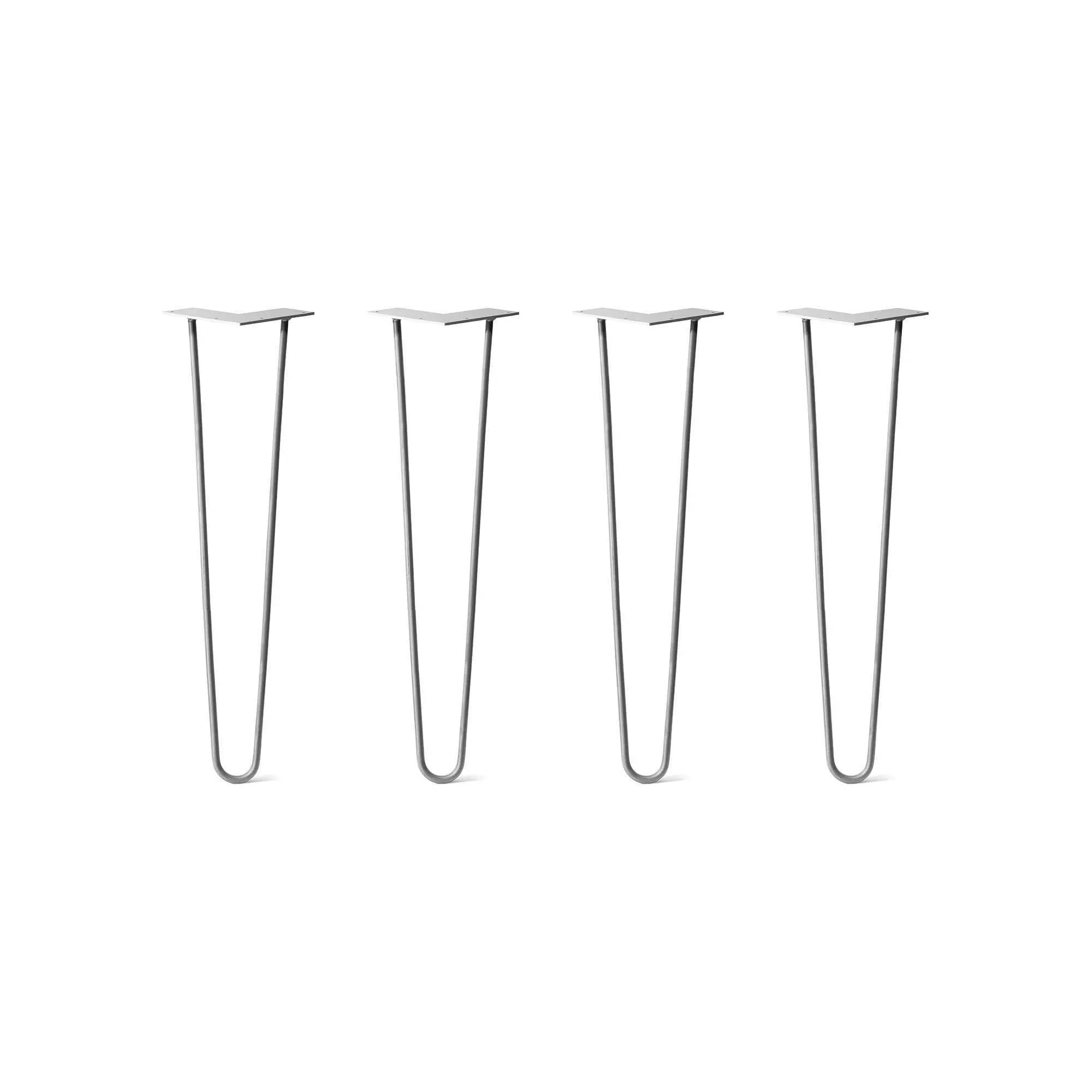 Hairpin Legs Set of 4, 2-Rod Design - Raw Steel