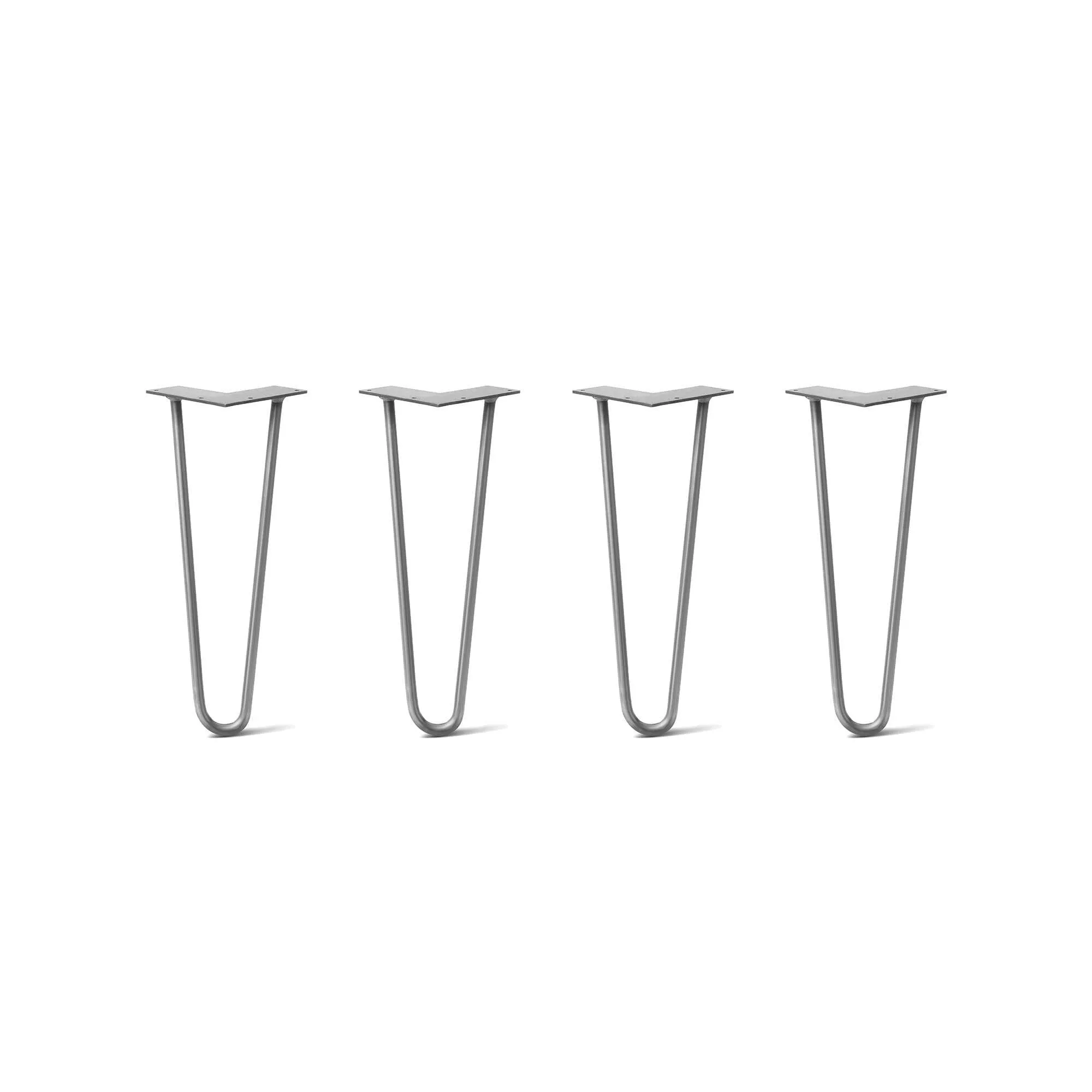 Hairpin Legs Set of 4, 2-Rod Design - Raw Steel