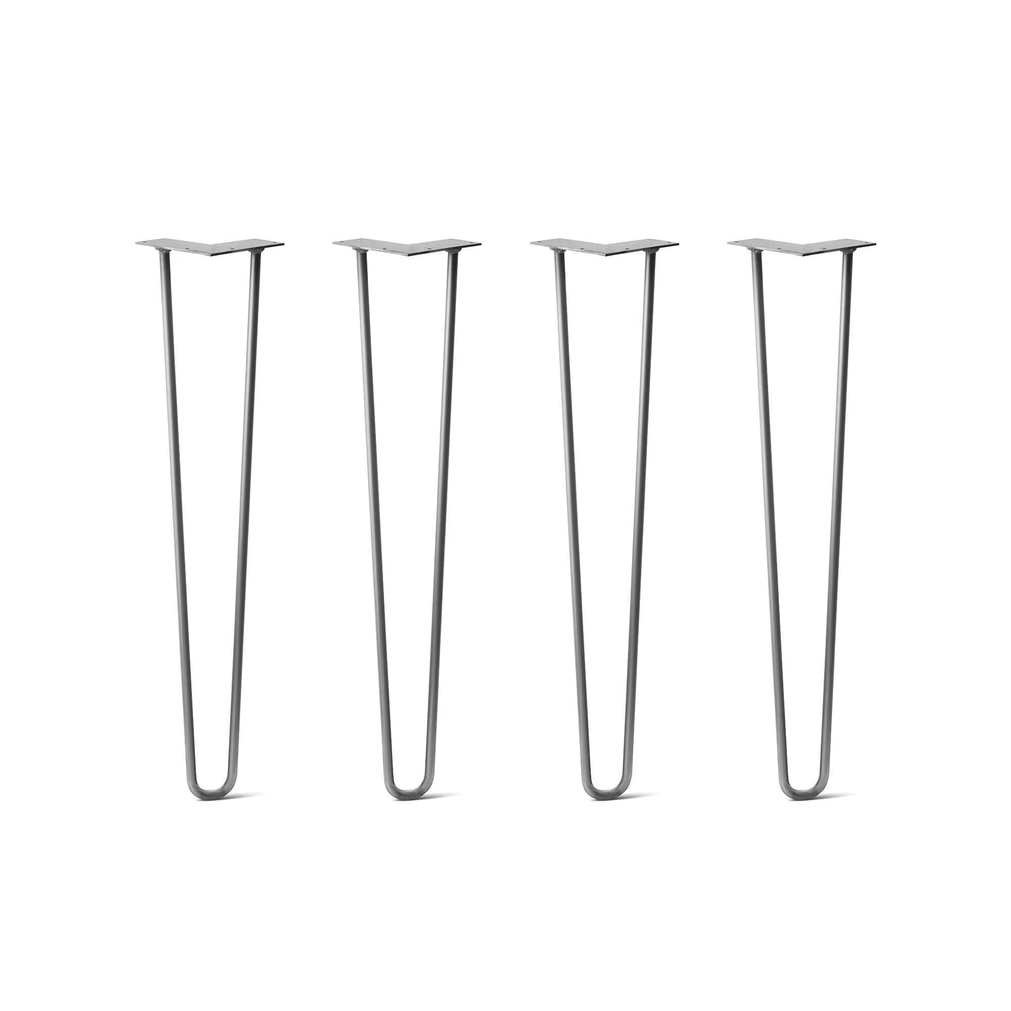 Hairpin Legs Set of 4, 2-Rod Design - Raw Steel
