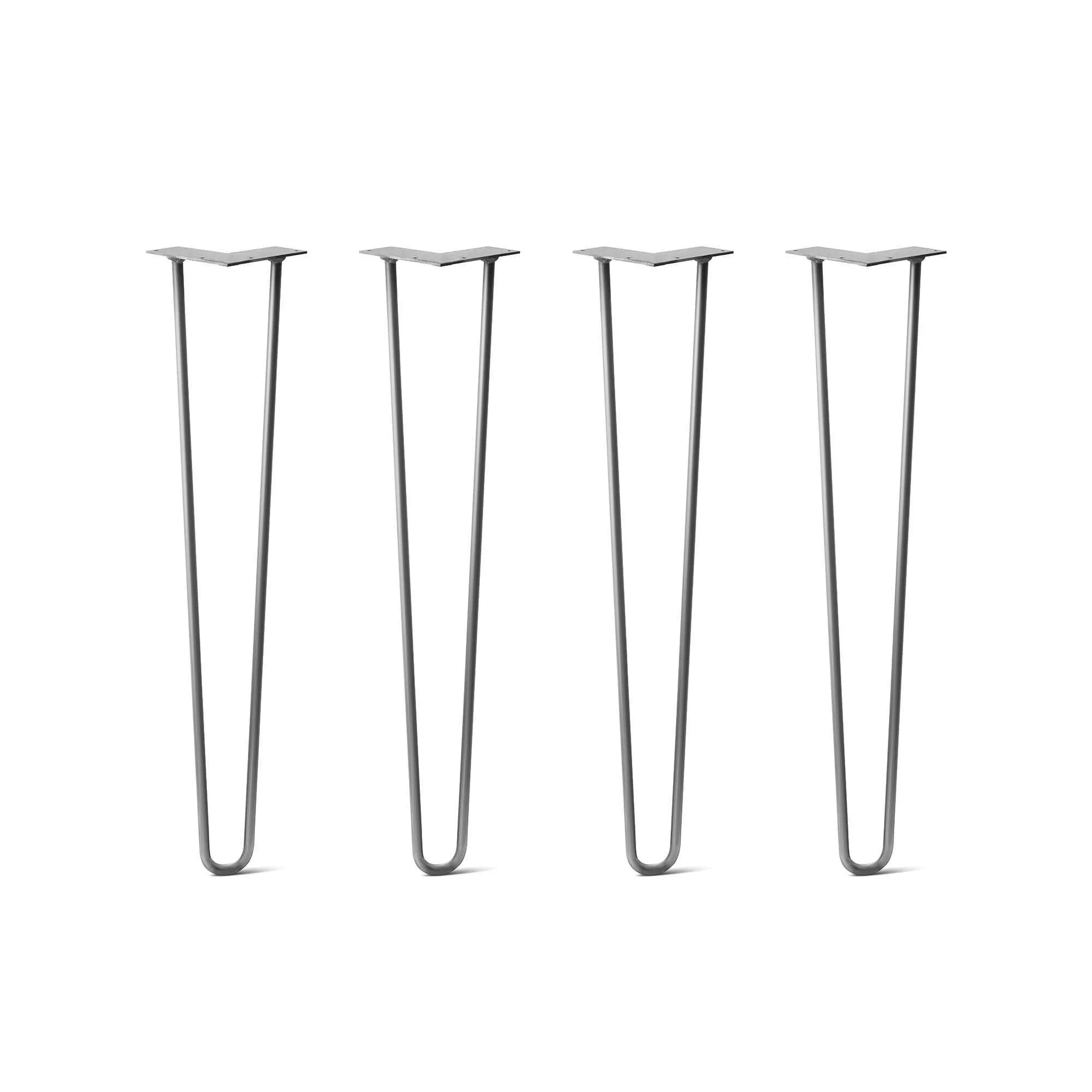 Hairpin Legs Set of 4, 2-Rod Design - Raw Steel