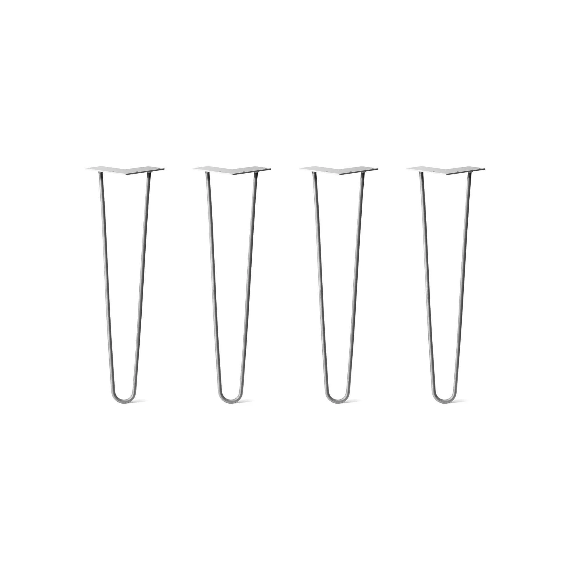 Hairpin Legs Set of 4, 2-Rod Design - Raw Steel