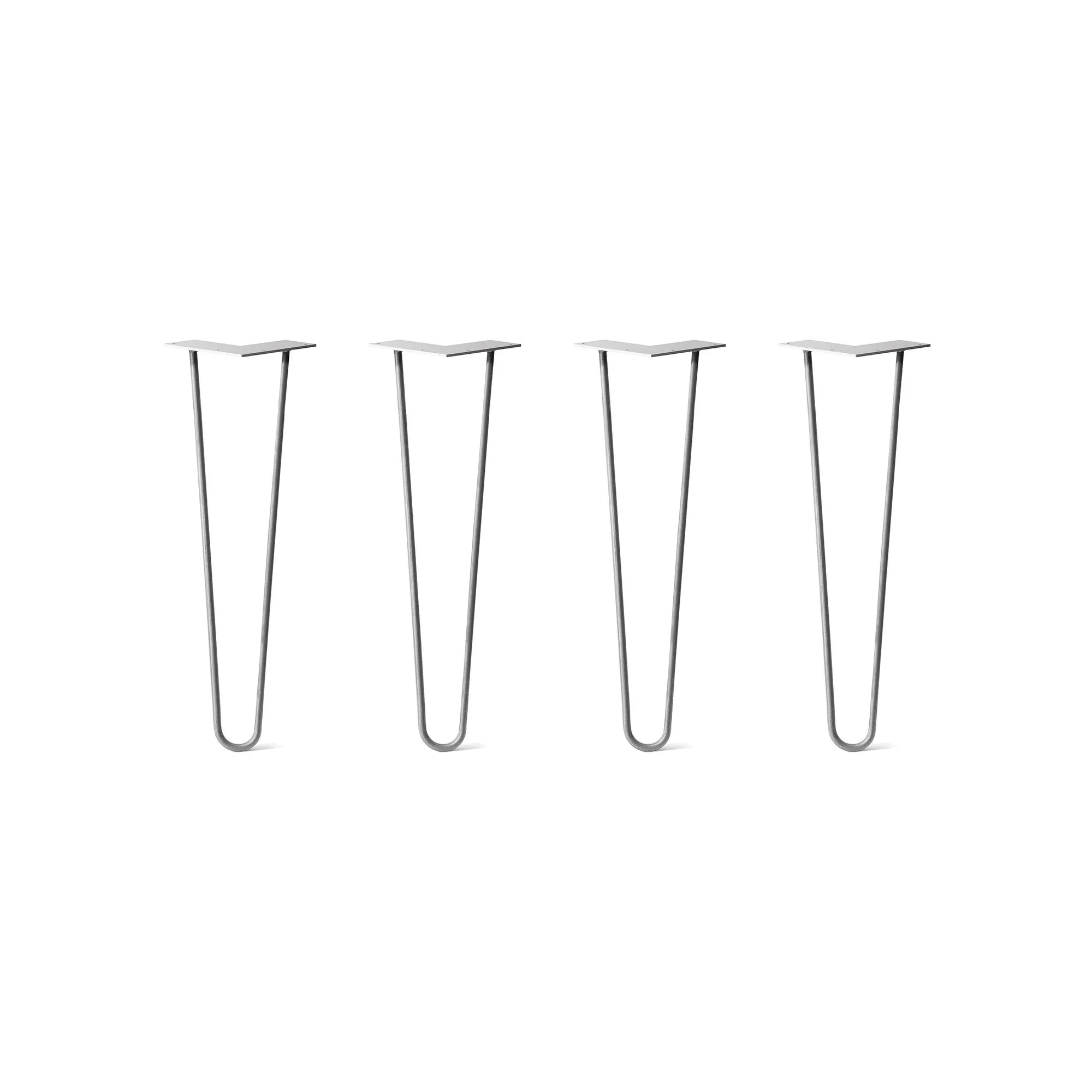 Hairpin Legs Set of 4, 2-Rod Design - Raw Steel