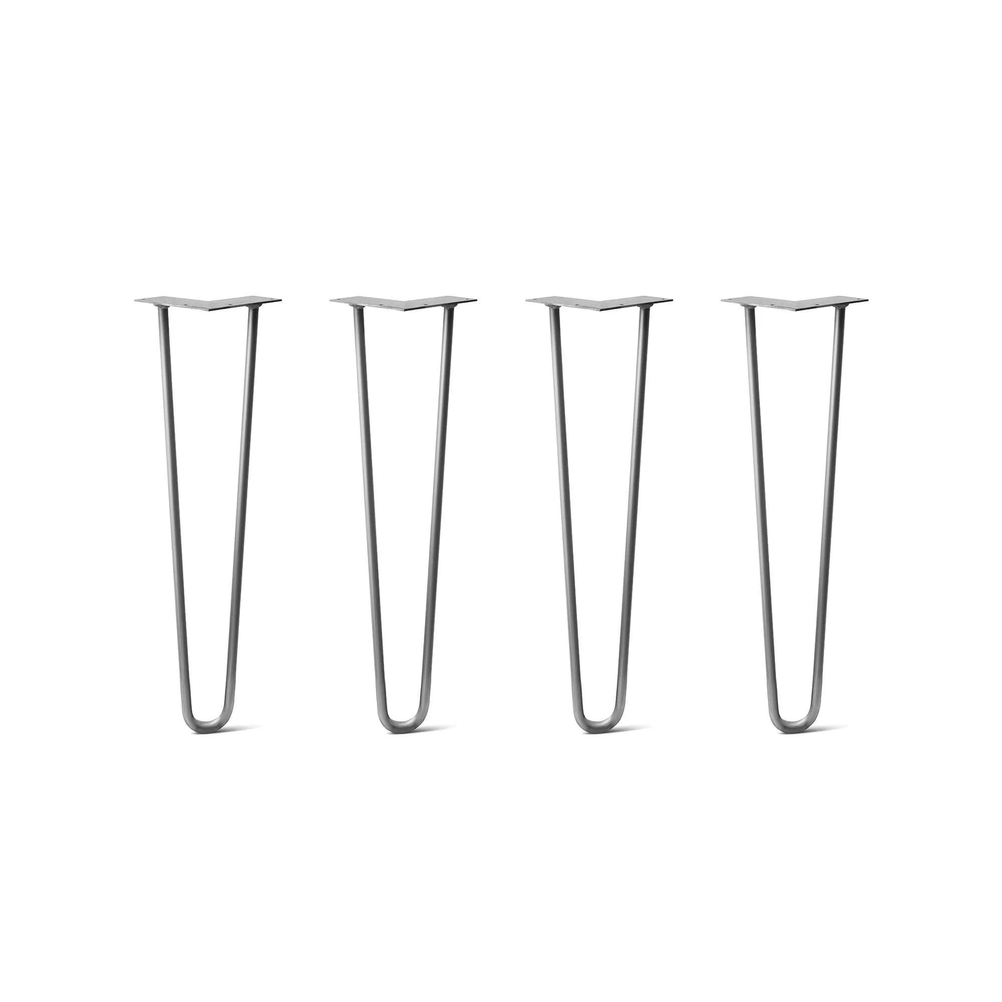 Hairpin Legs Set of 4, 2-Rod Design - Raw Steel