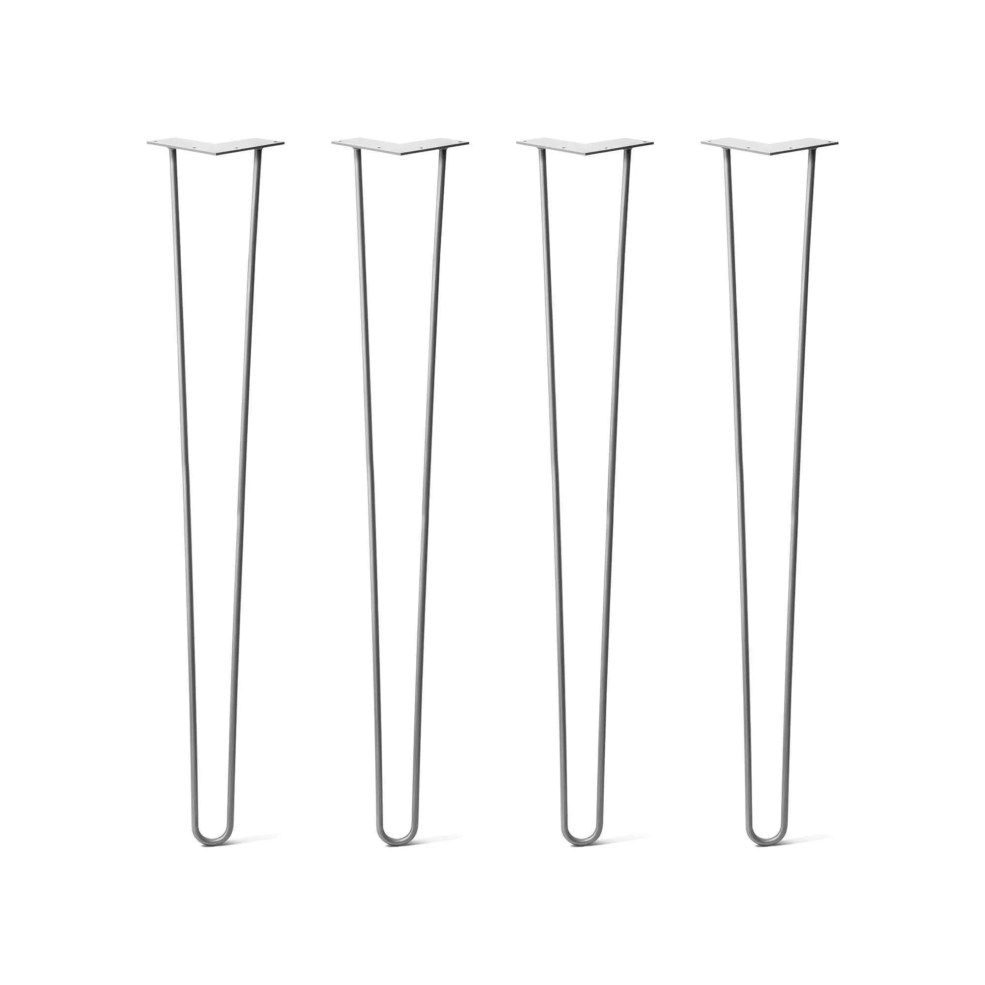 Hairpin Legs Set of 4, 2-Rod Design - Raw Steel