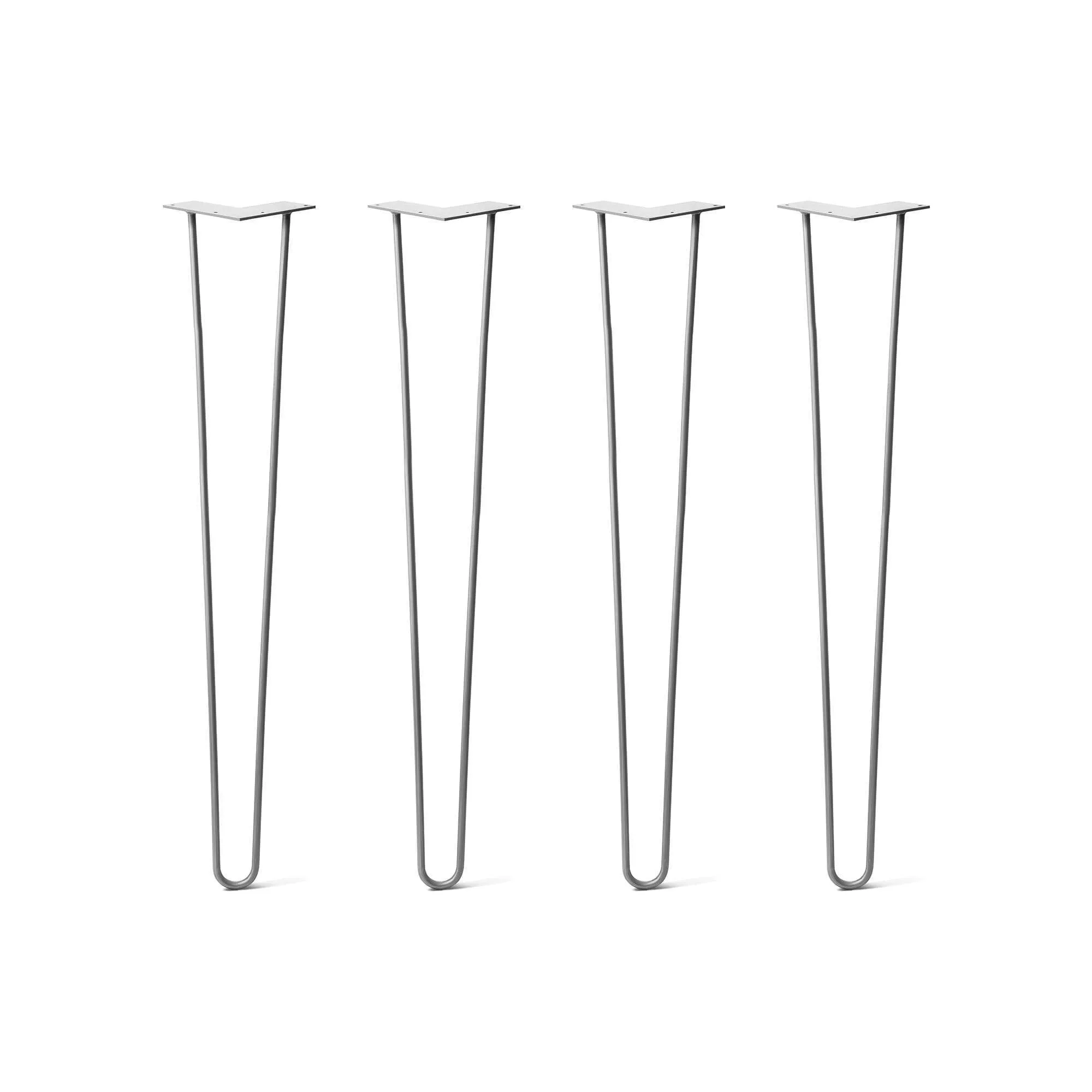 Hairpin Legs Set of 4, 2-Rod Design - Raw Steel