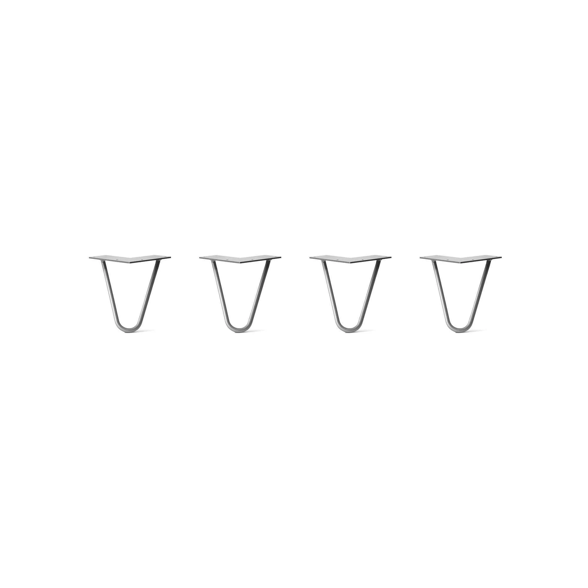 Hairpin Legs Set of 4, 2-Rod Design - Raw Steel