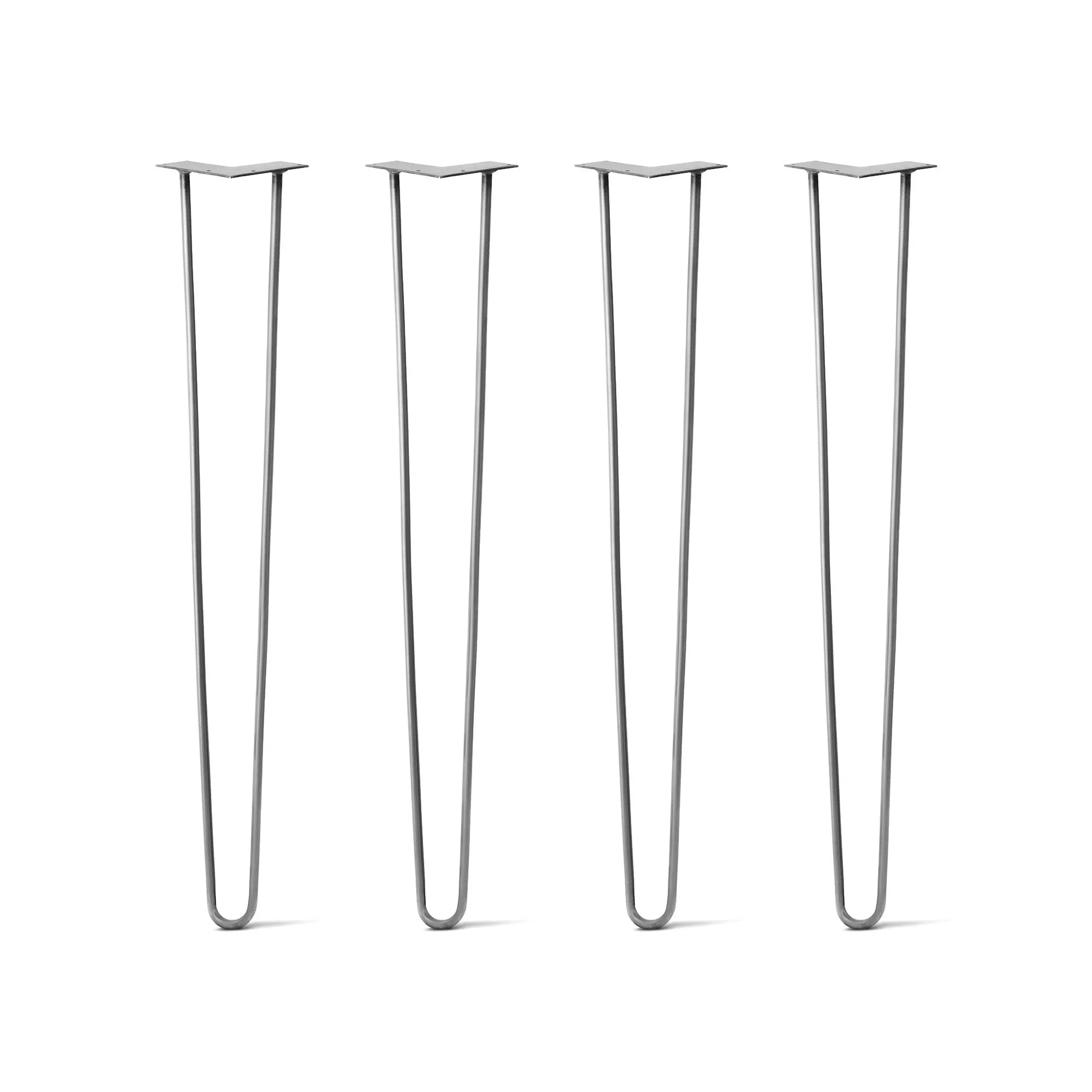 Hairpin Legs Set of 4, 2-Rod Design - Raw Steel