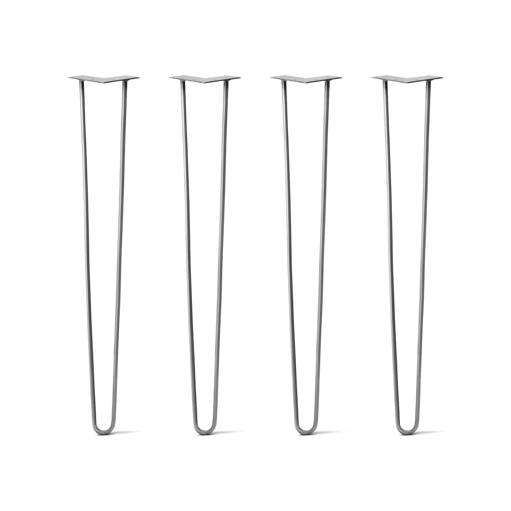 Hairpin Legs Set of 4, 2-Rod Design - Raw Steel