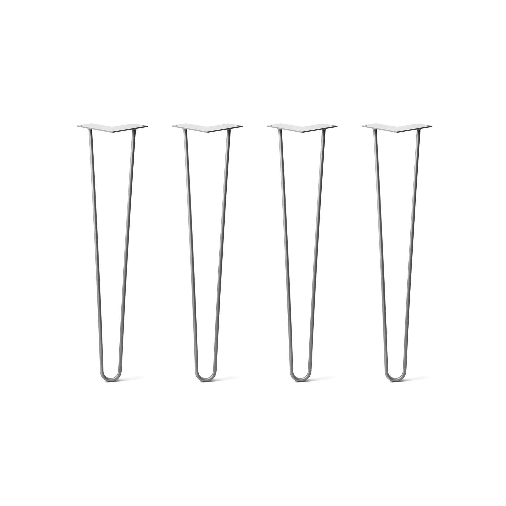 Hairpin Legs Set of 4, 2-Rod Design - Raw Steel