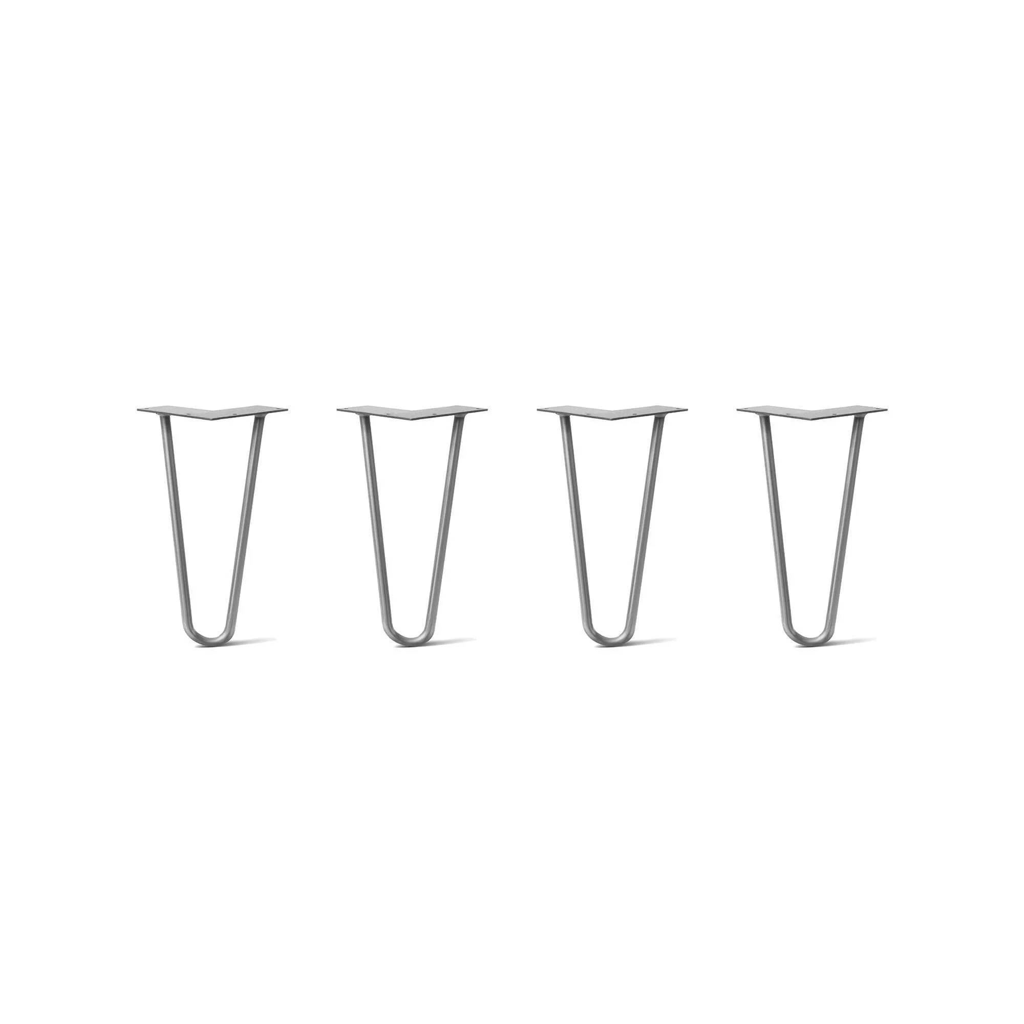 Hairpin Legs Set of 4, 2-Rod Design - Raw Steel