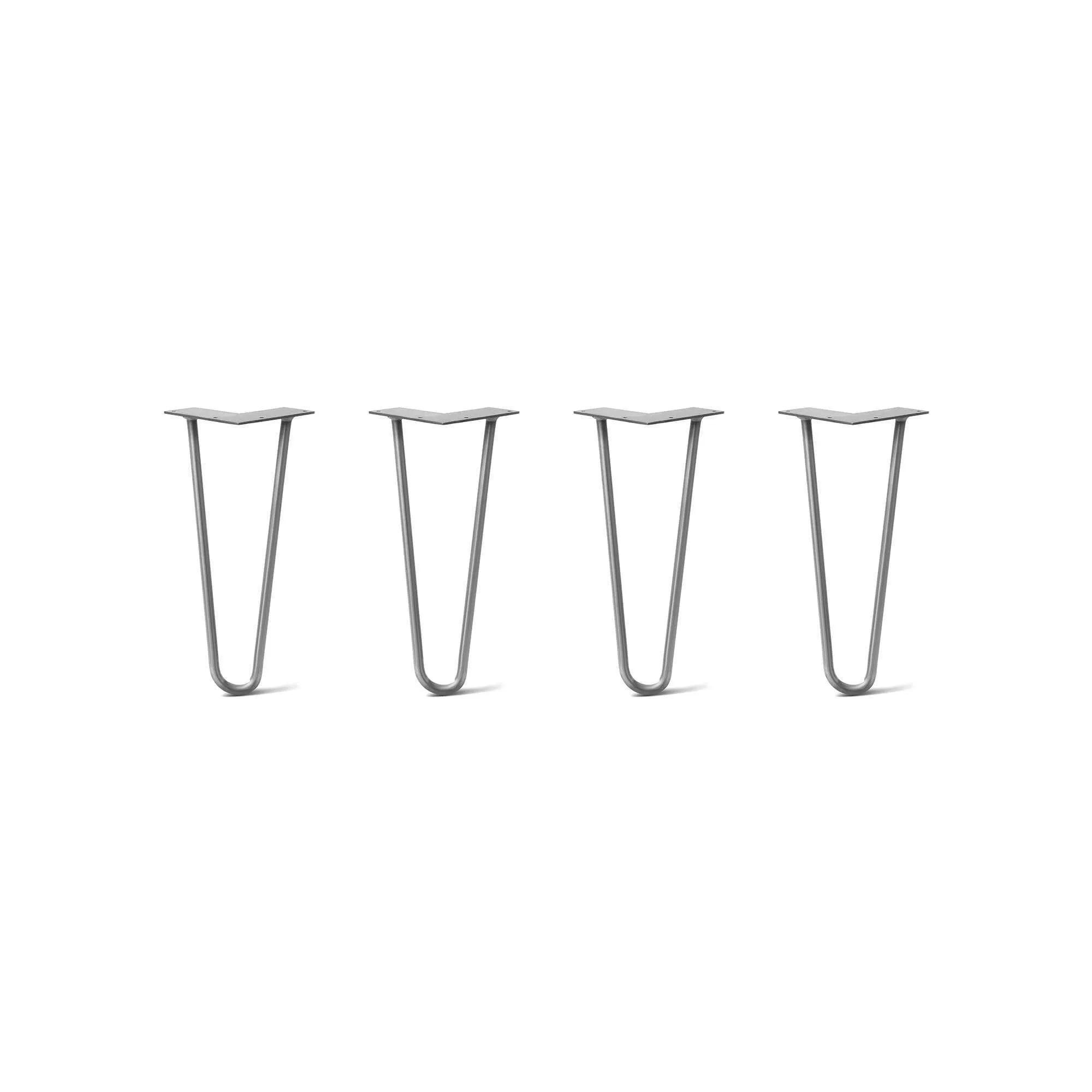Hairpin Legs Set of 4, 2-Rod Design - Raw Steel