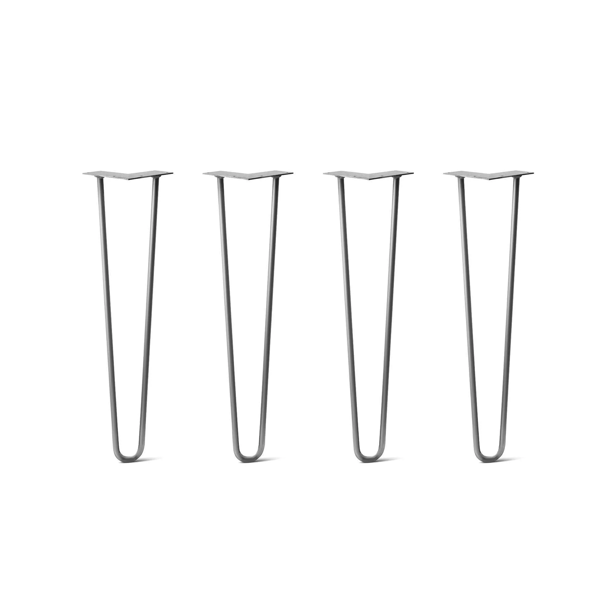 Hairpin Legs Set of 4, 2-Rod Design - Raw Steel