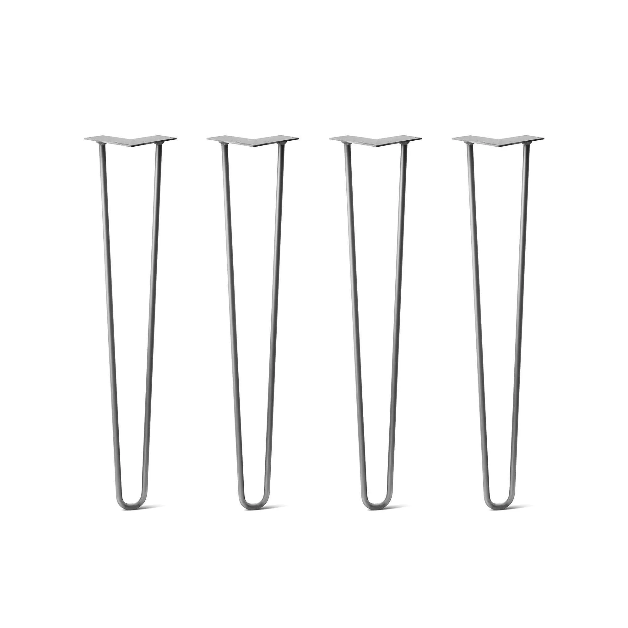 Hairpin Legs Set of 4, 2-Rod Design - Raw Steel