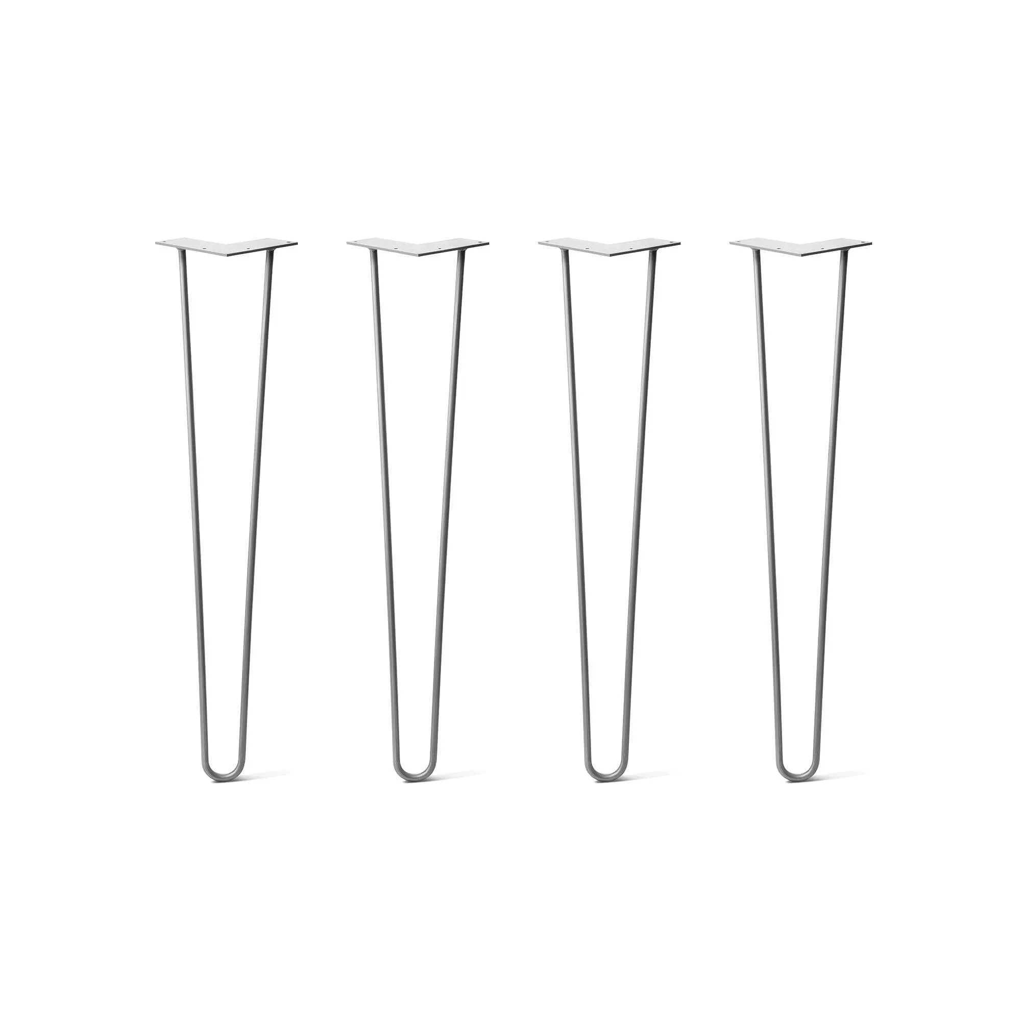 Hairpin Legs Set of 4, 2-Rod Design - Raw Steel