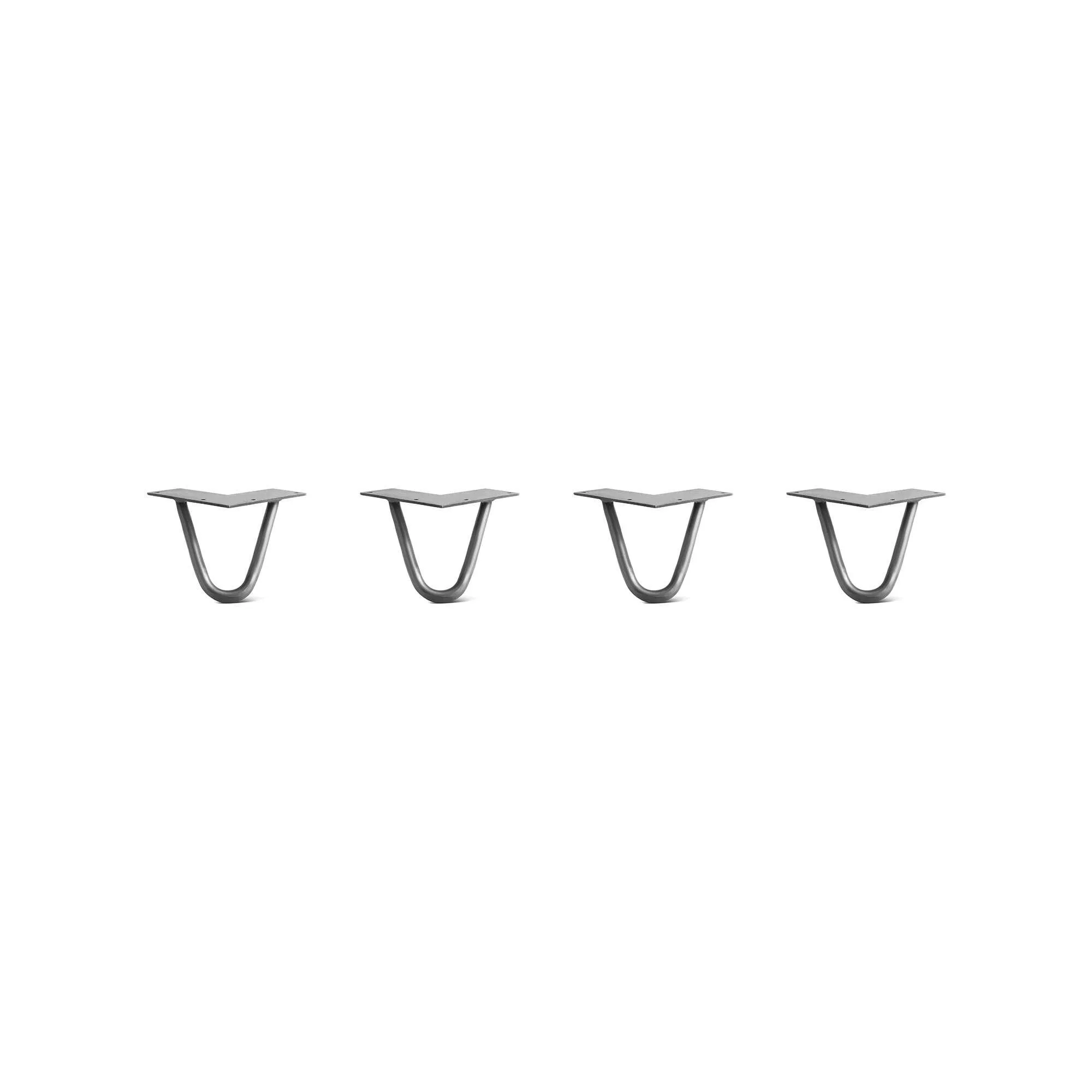 Hairpin Legs Set of 4, 2-Rod Design - Raw Steel